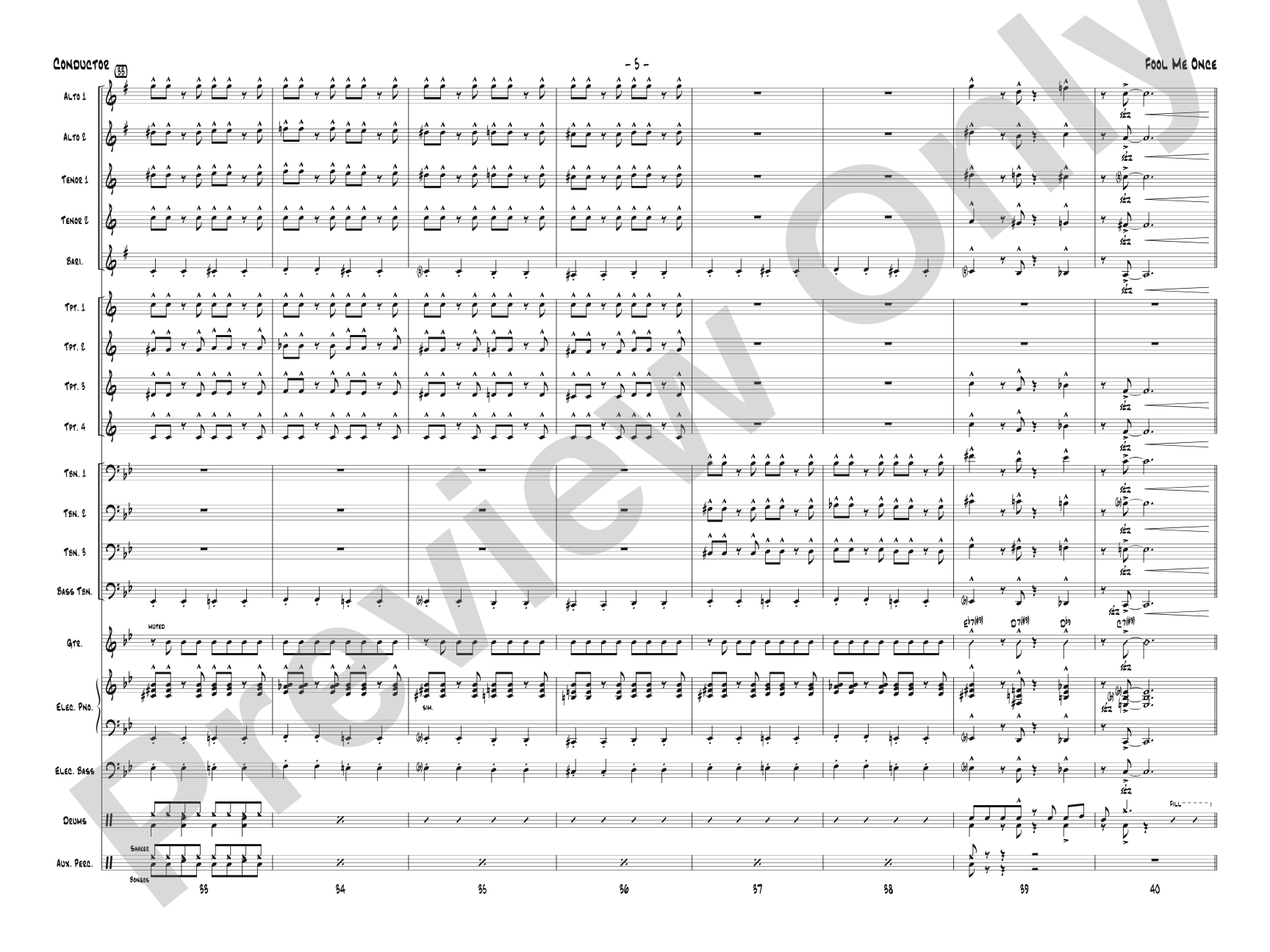 Fool Me Once: Jazz Ensemble Conductor Score & Parts
