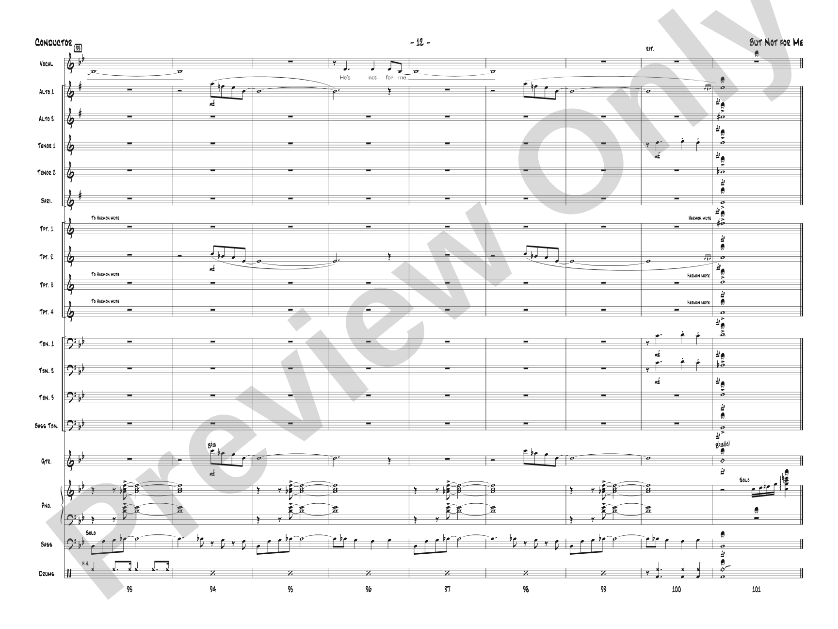But Not for Me: Vocal Solo with Jazz Ensemble Conductor Score & Parts