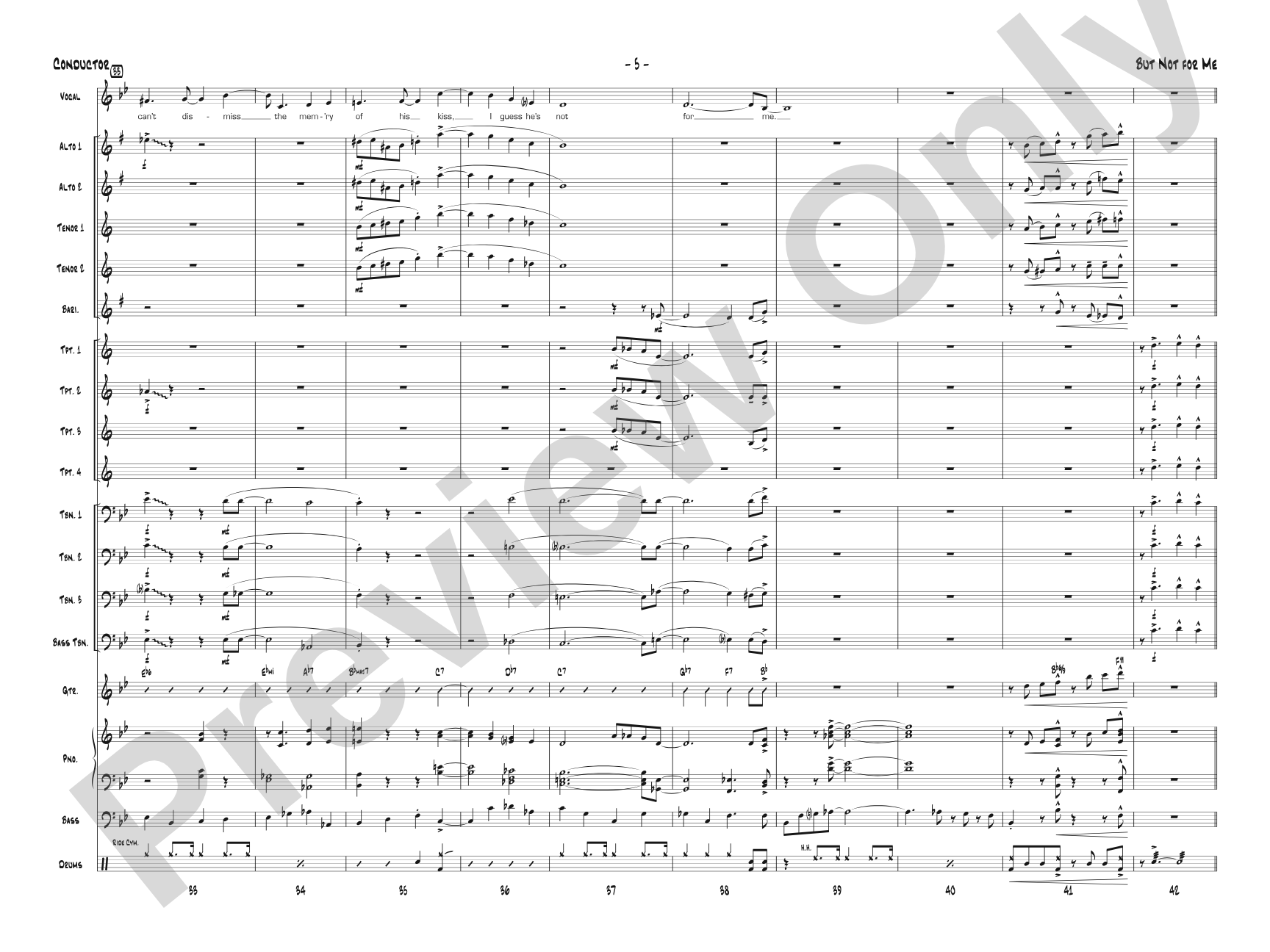 But Not for Me: Vocal Solo with Jazz Ensemble Conductor Score & Parts