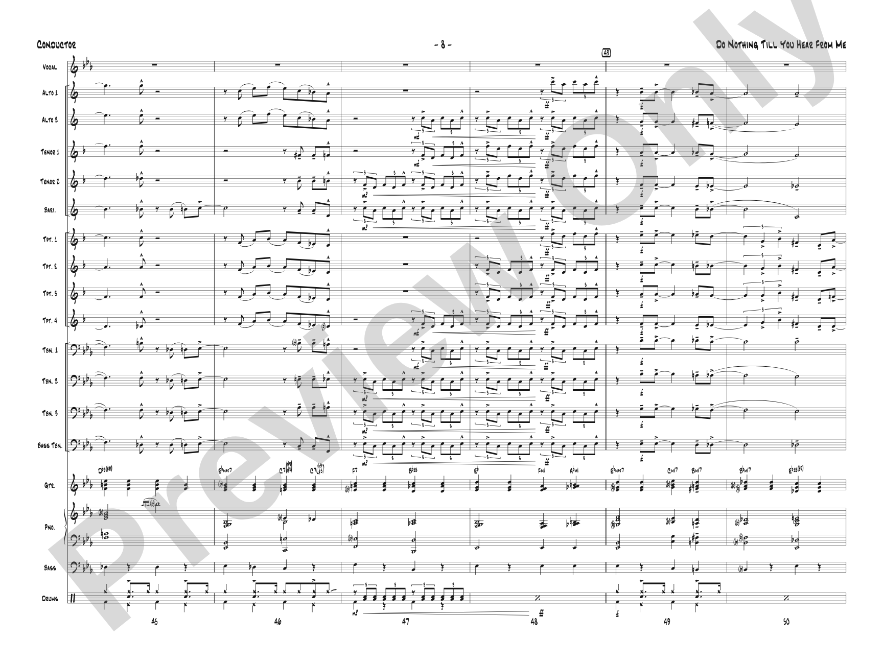 Do Nothing Till You Hear from Me: Vocal Solo with Jazz Ensemble Conductor Score & Parts