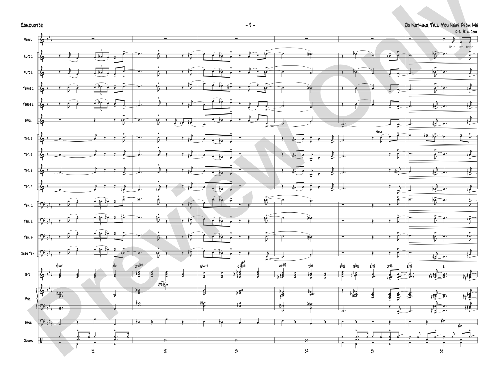 Do Nothing Till You Hear from Me: Vocal Solo with Jazz Ensemble Conductor Score & Parts