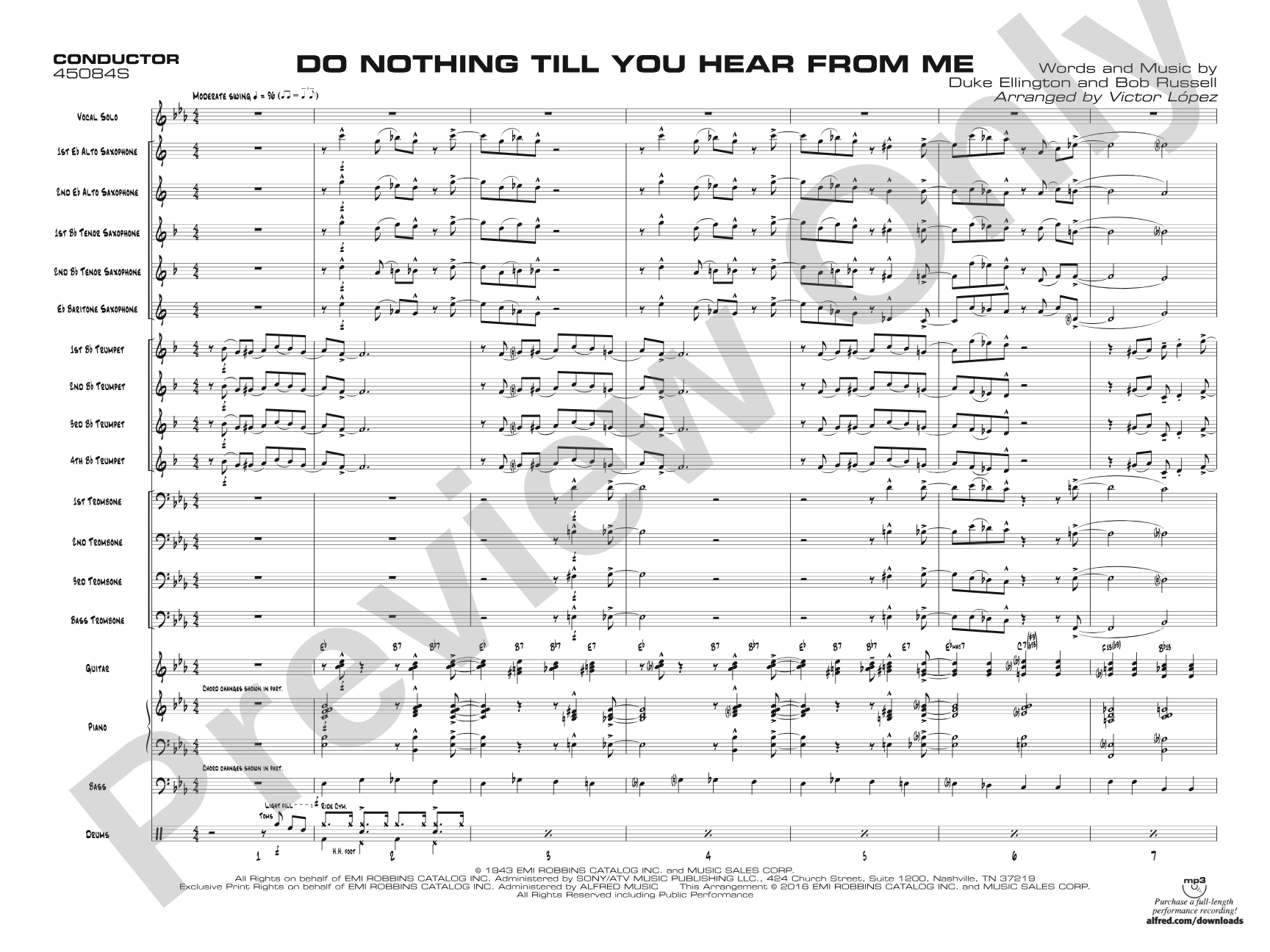 Do Nothing Till You Hear from Me: Vocal Solo with Jazz Ensemble Conductor Score & Parts