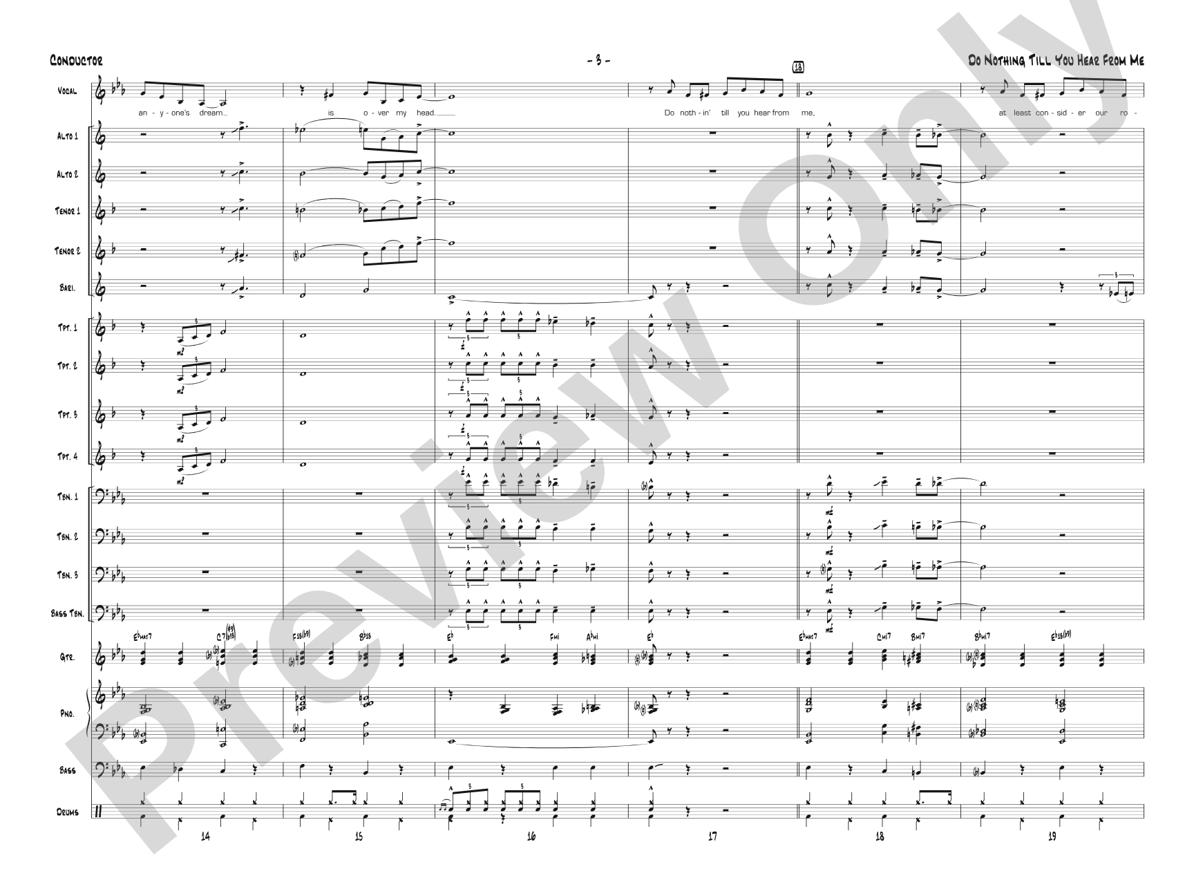 Do Nothing Till You Hear from Me: Vocal Solo with Jazz Ensemble Conductor Score & Parts
