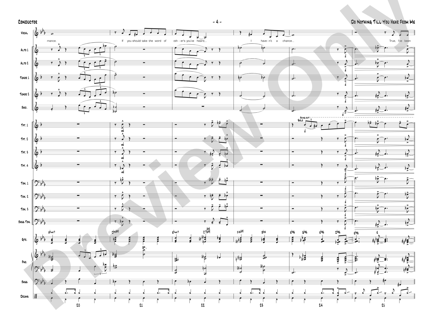Do Nothing Till You Hear from Me: Vocal Solo with Jazz Ensemble Conductor Score & Parts