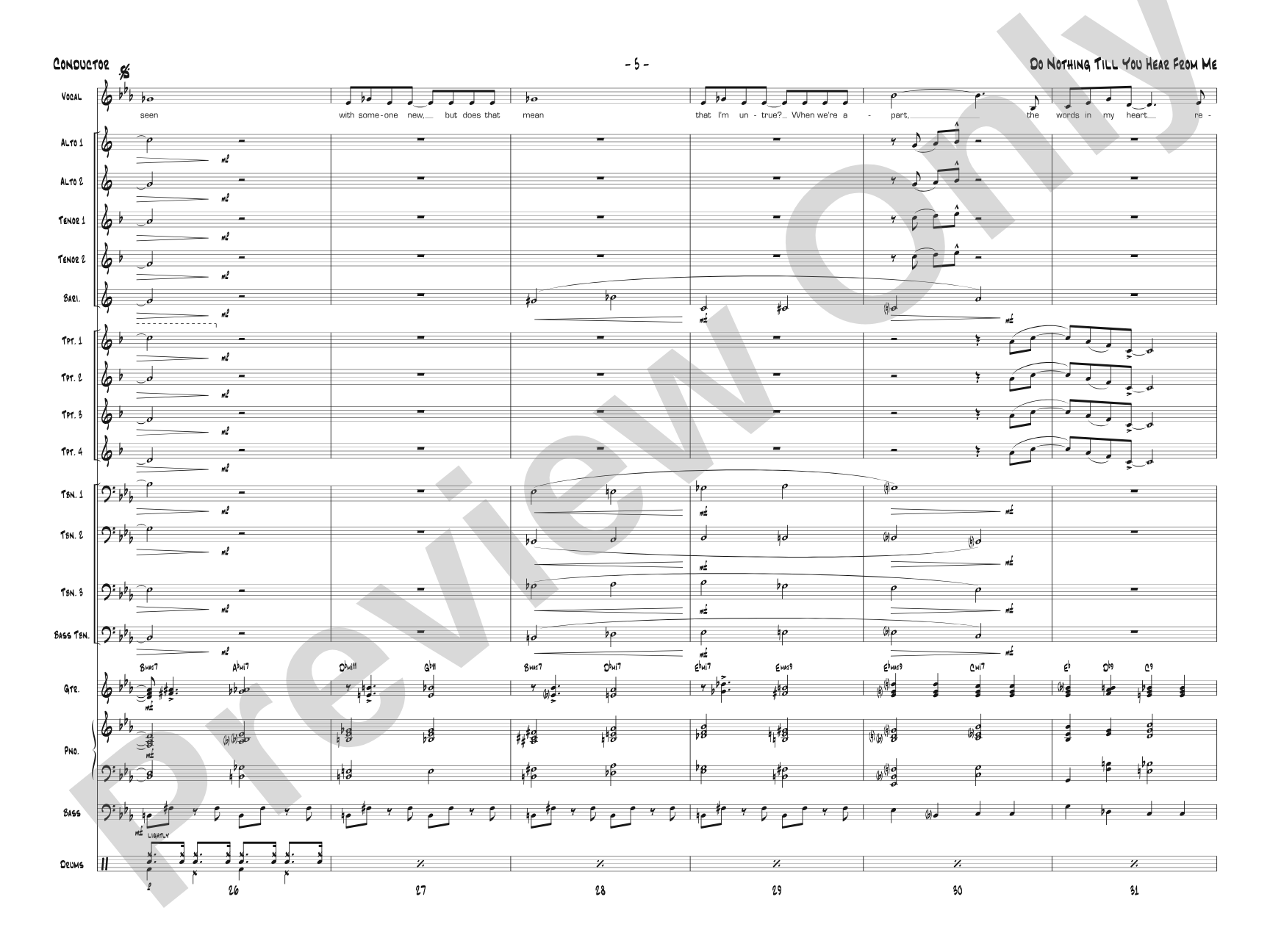 Do Nothing Till You Hear from Me: Vocal Solo with Jazz Ensemble Conductor Score & Parts