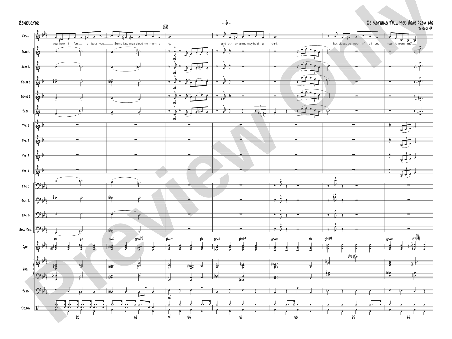 Do Nothing Till You Hear from Me: Vocal Solo with Jazz Ensemble Conductor Score & Parts