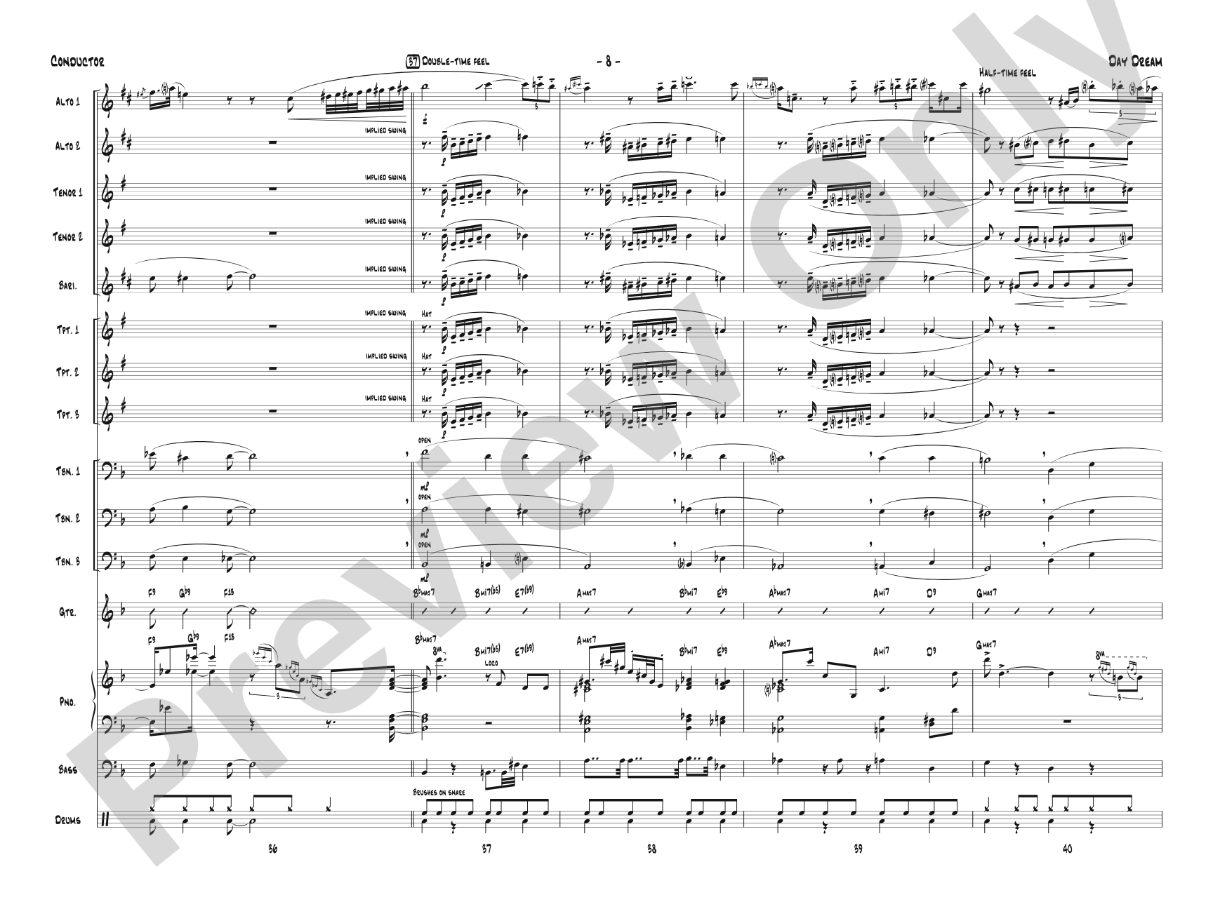 Day Dream: Jazz Ensemble Conductor Score & Parts