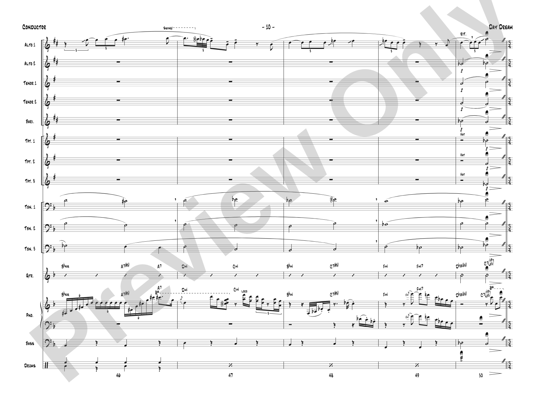 Day Dream: Jazz Ensemble Conductor Score & Parts