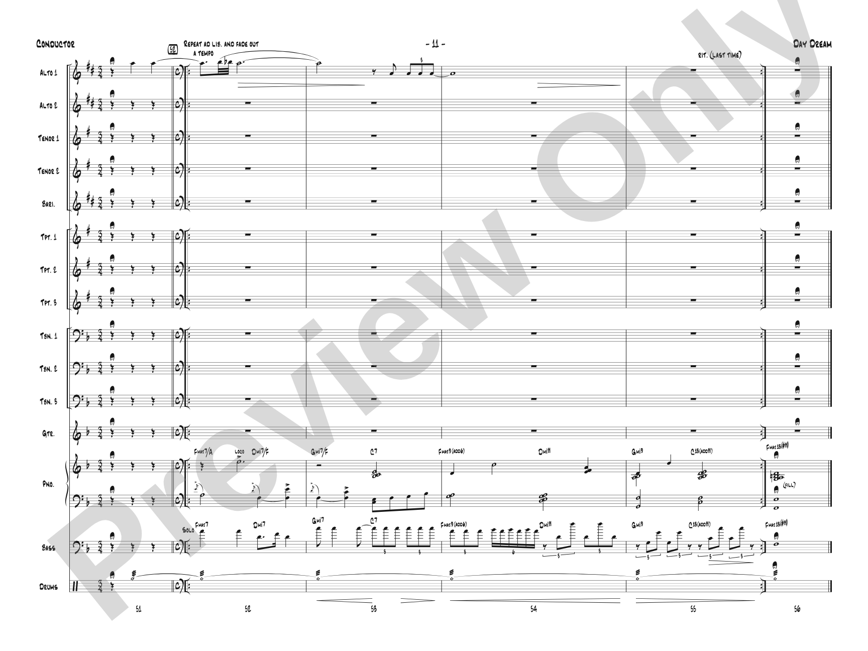 Day Dream: Jazz Ensemble Conductor Score & Parts
