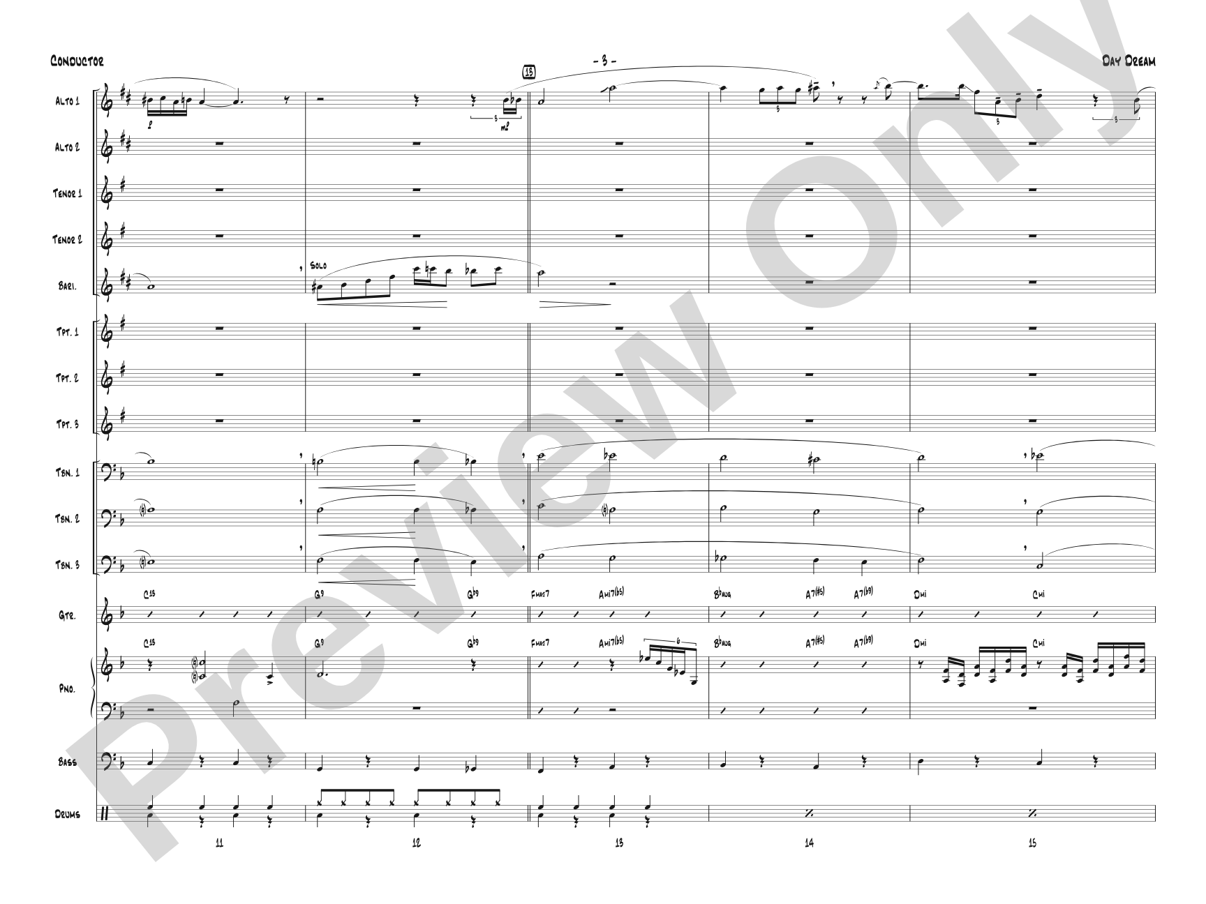 Day Dream: Jazz Ensemble Conductor Score & Parts