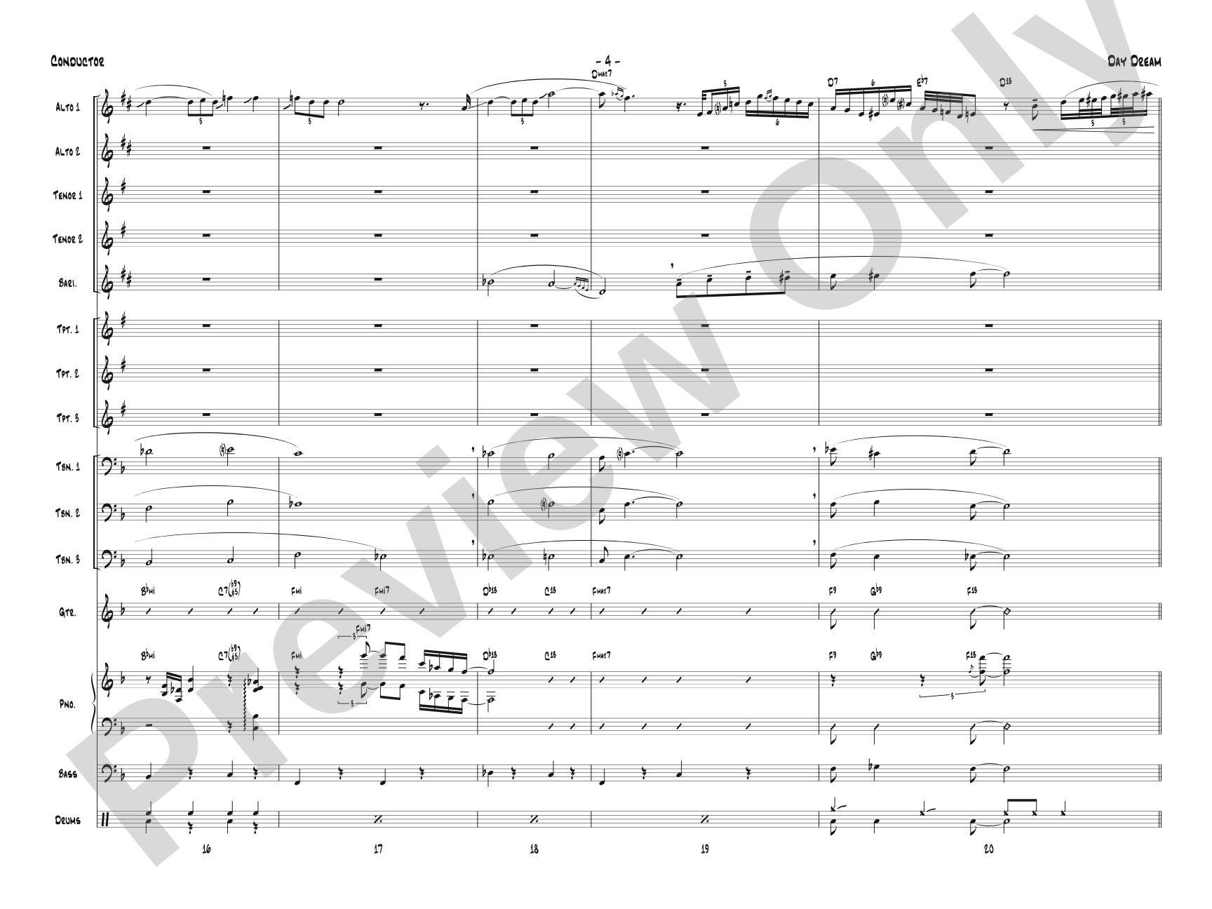 Day Dream: Jazz Ensemble Conductor Score & Parts