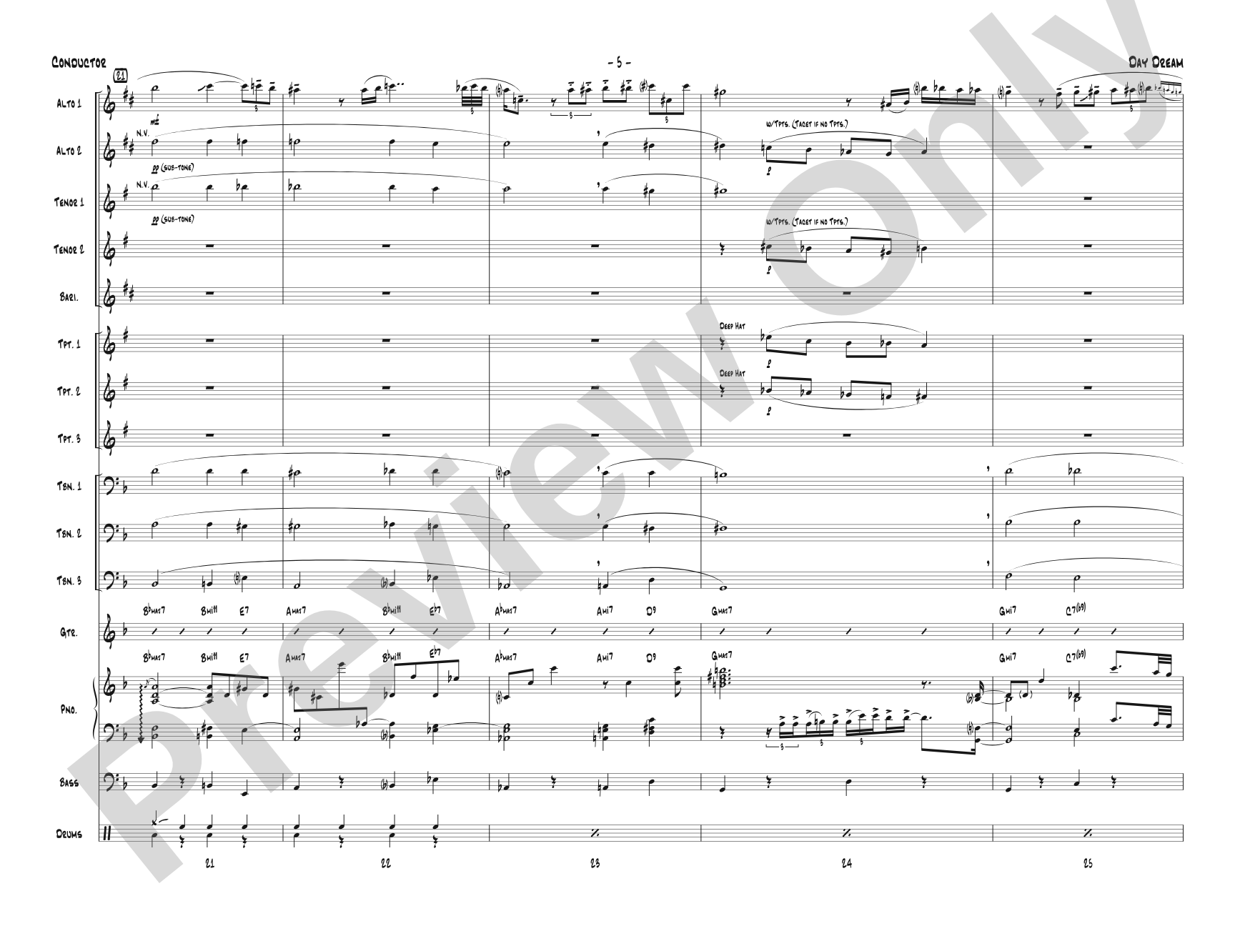 Day Dream: Jazz Ensemble Conductor Score & Parts