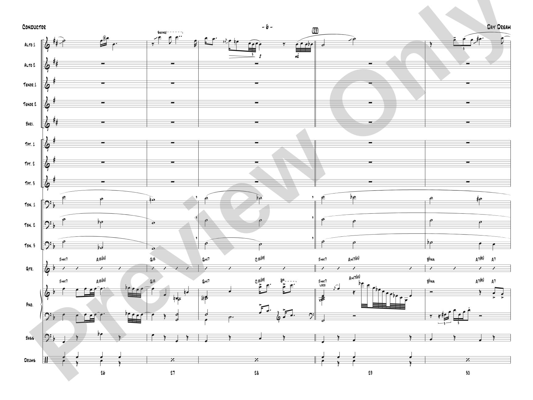 Day Dream: Jazz Ensemble Conductor Score & Parts