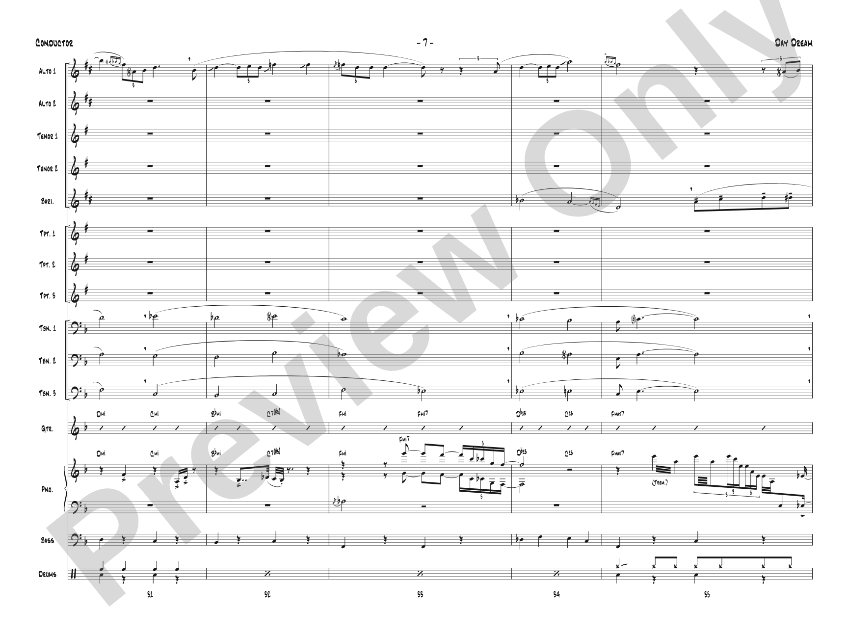 Day Dream: Jazz Ensemble Conductor Score & Parts