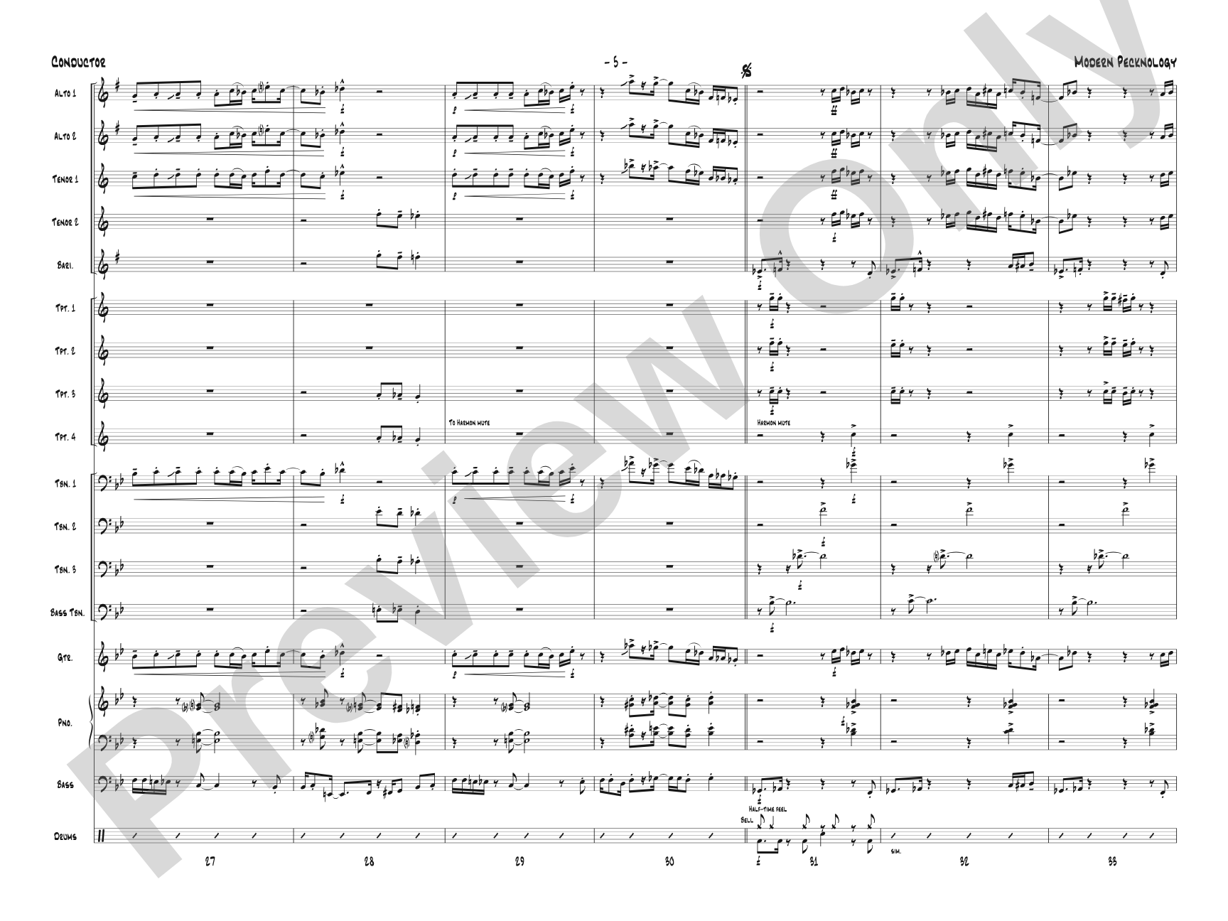 Modern Pecknology: Jazz Ensemble Conductor Score & Parts