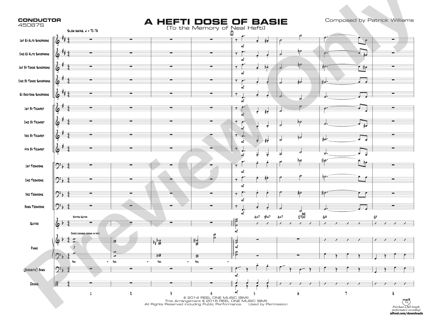 A Hefti Dose of Basie: Jazz Ensemble Conductor Score & Parts
