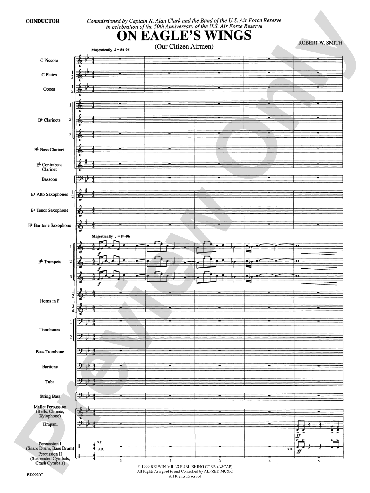 On Eagle's Wings: Concert Band Conductor Score & Parts