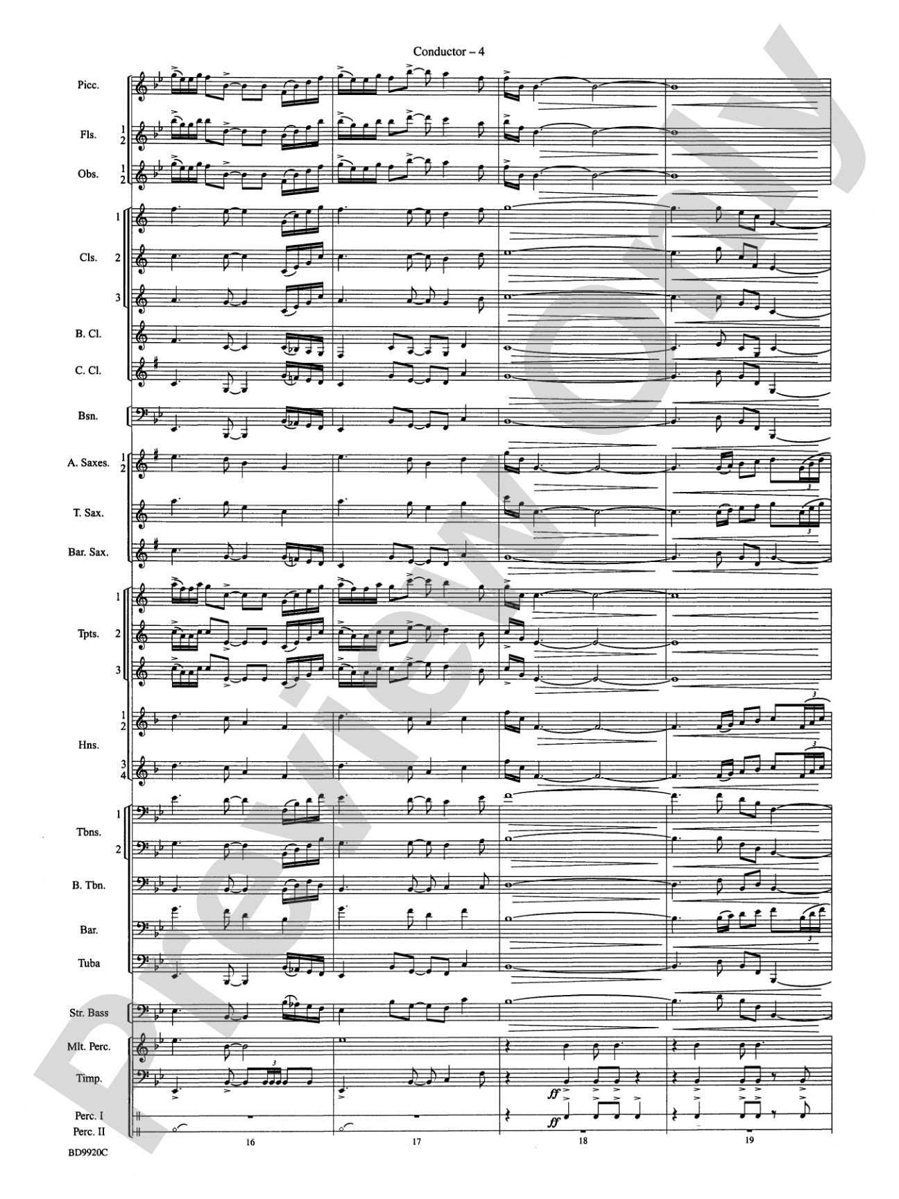 On Eagle's Wings: Concert Band Conductor Score & Parts