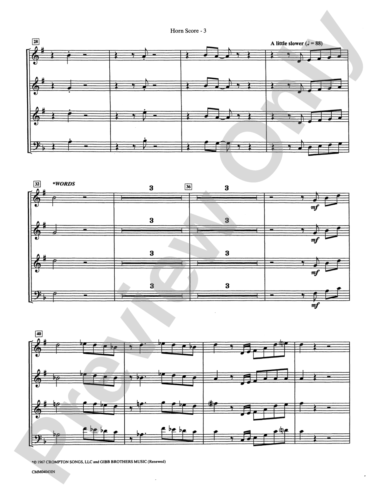 Stayin' Alive (A Medley of Hit Songs Recorded by the Bee Gees): Choral Instrumental Parts
