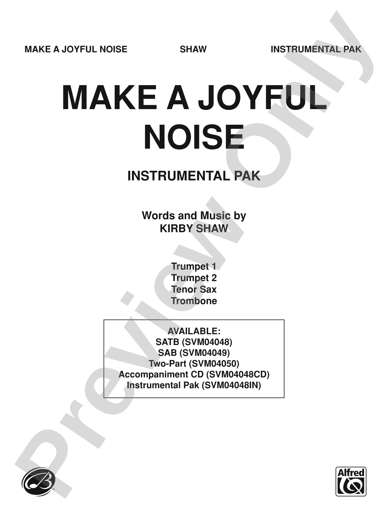 Make a Joyful Noise: Choral Instrumental Parts