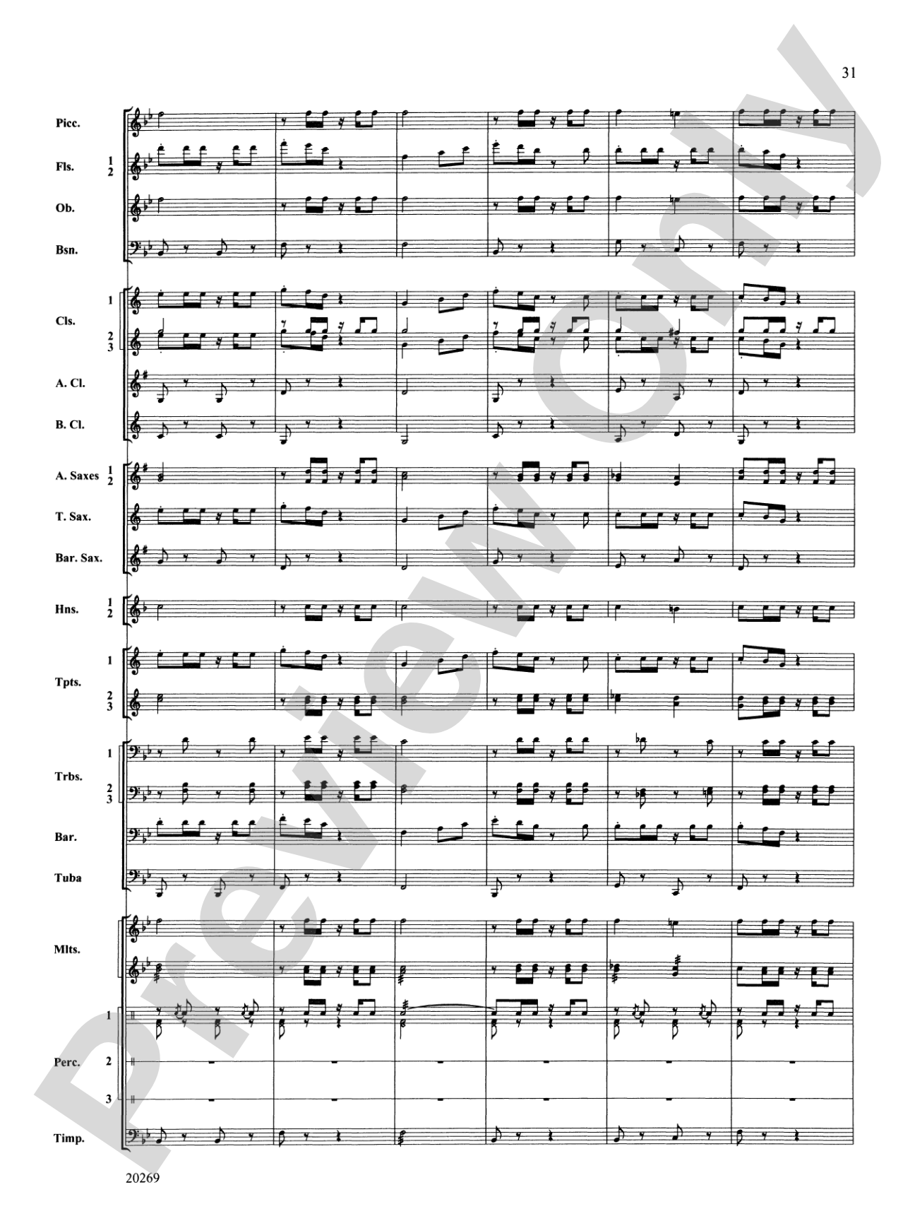 Night in the Tropics: Concert Band Conductor Score & Parts