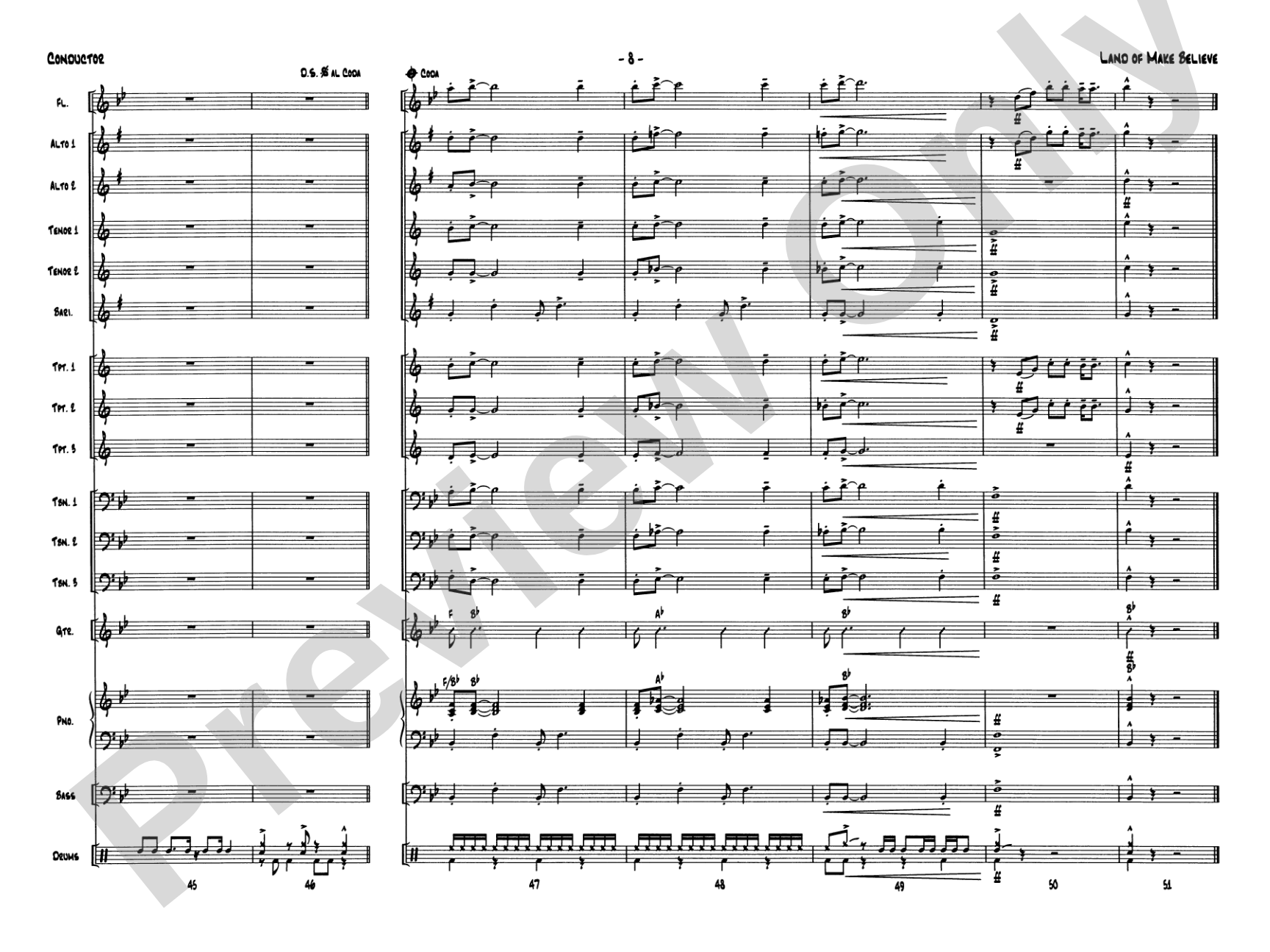 Land of Make Believe: Jazz Ensemble Conductor Score & Parts