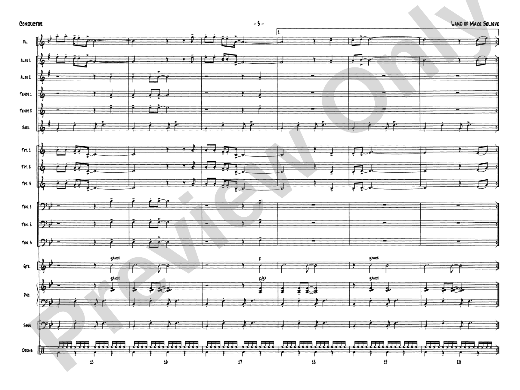 Land of Make Believe: Jazz Ensemble Conductor Score & Parts