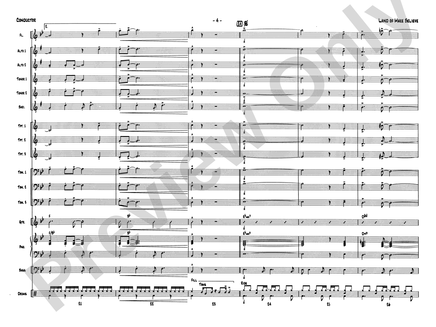 Land of Make Believe: Jazz Ensemble Conductor Score & Parts