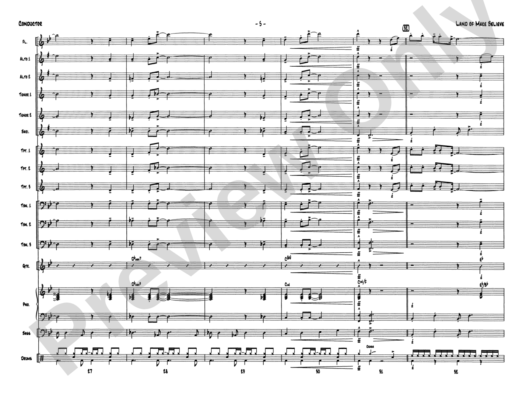 Land of Make Believe: Jazz Ensemble Conductor Score & Parts