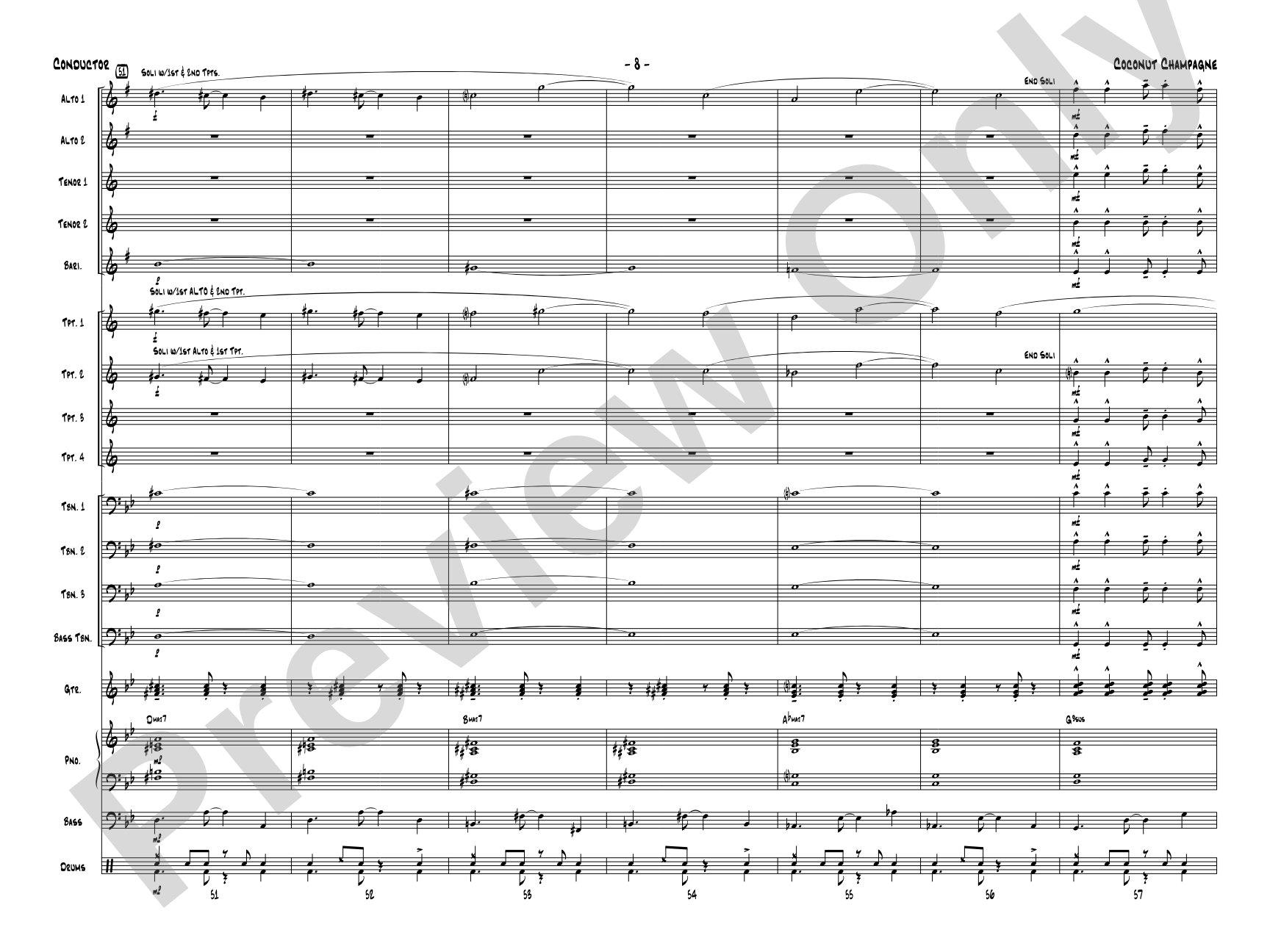 Coconut Champagne: Jazz Ensemble Conductor Score & Parts