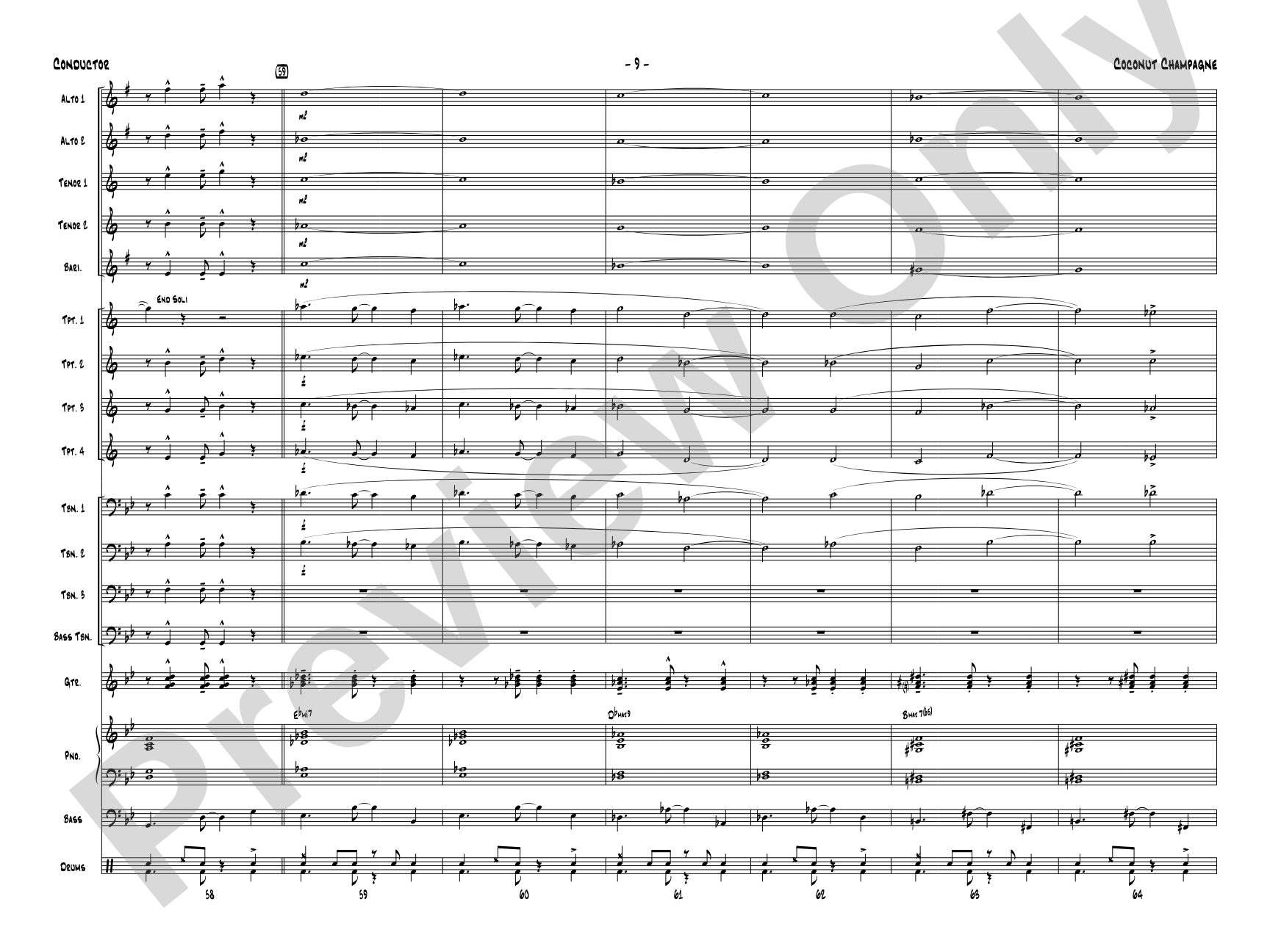 Coconut Champagne: Jazz Ensemble Conductor Score & Parts
