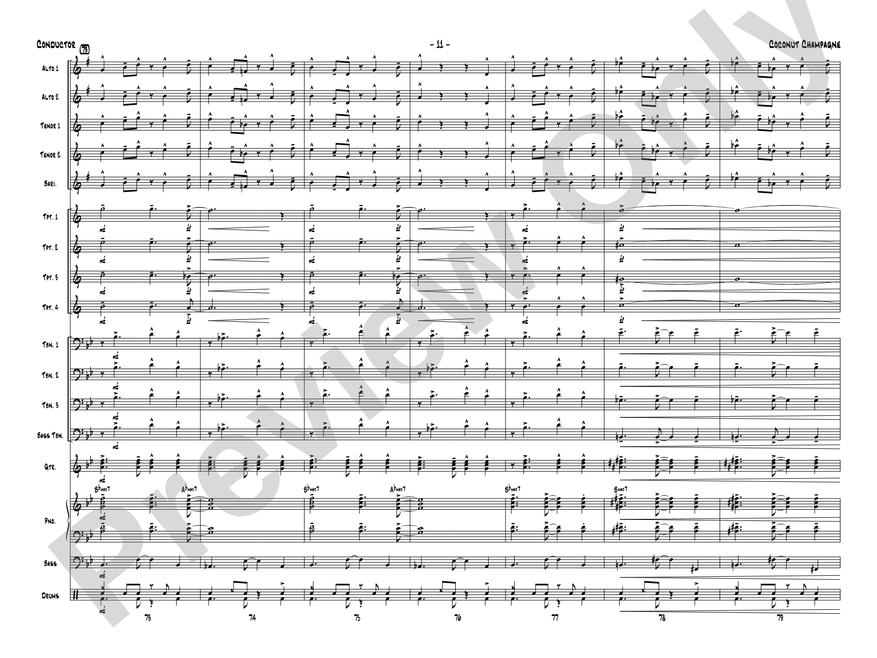 Coconut Champagne: Jazz Ensemble Conductor Score & Parts