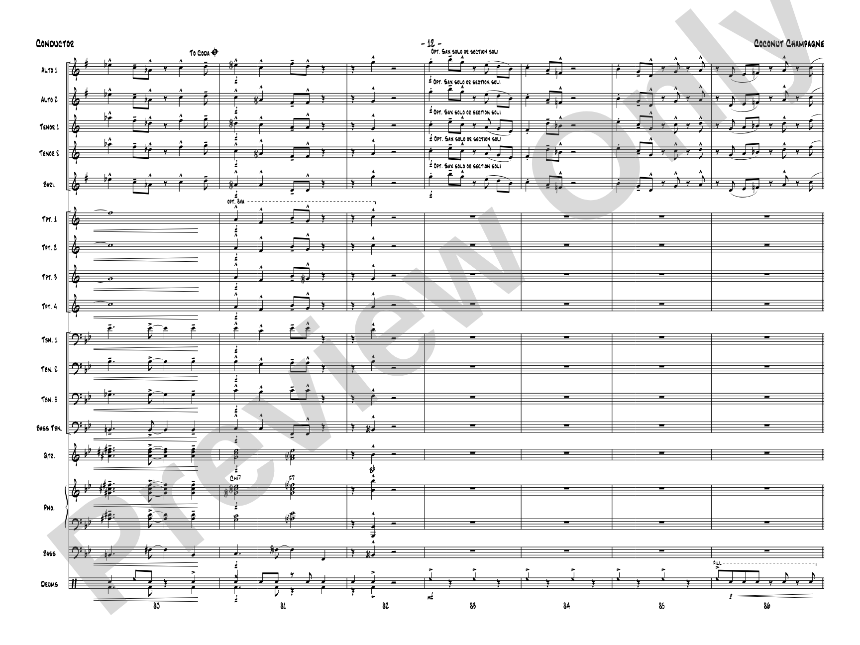 Coconut Champagne: Jazz Ensemble Conductor Score & Parts