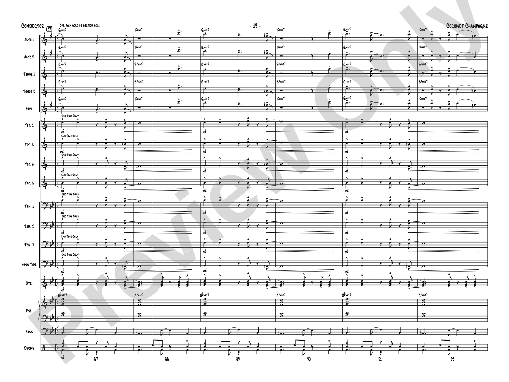 Coconut Champagne: Jazz Ensemble Conductor Score & Parts