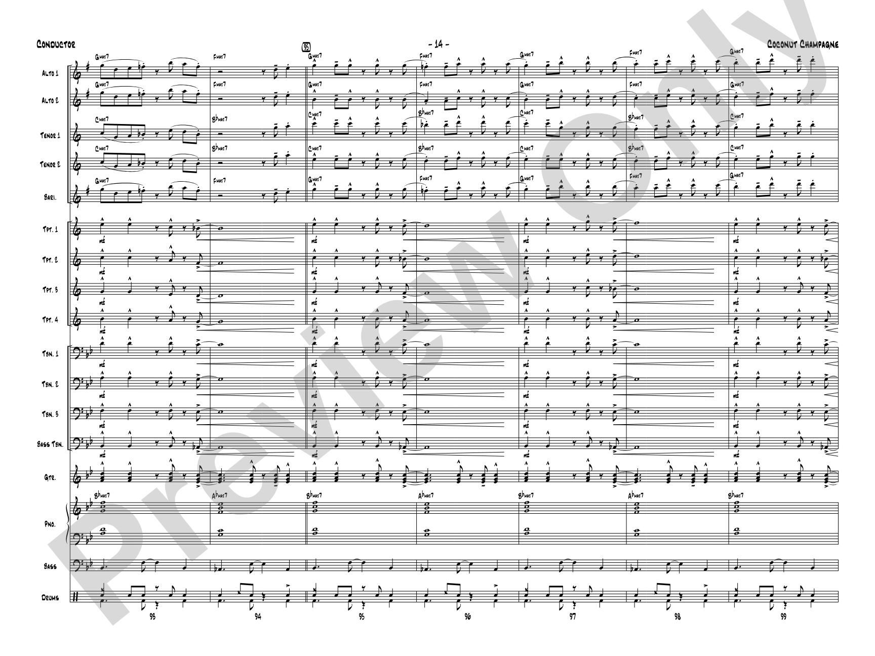 Coconut Champagne: Jazz Ensemble Conductor Score & Parts