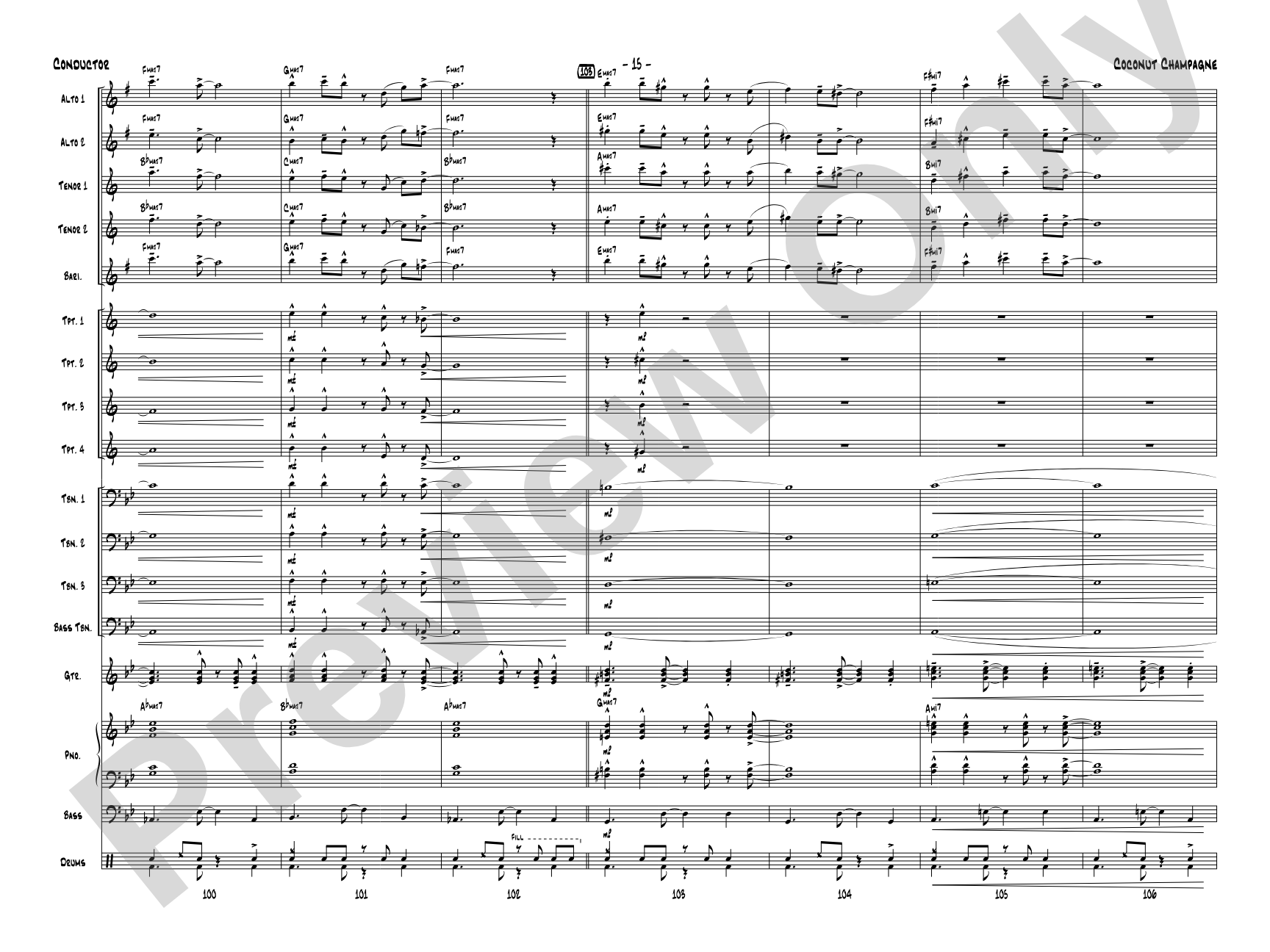 Coconut Champagne: Jazz Ensemble Conductor Score & Parts