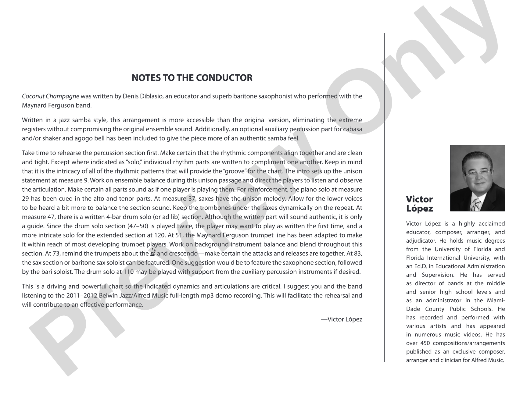 Coconut Champagne: Jazz Ensemble Conductor Score & Parts