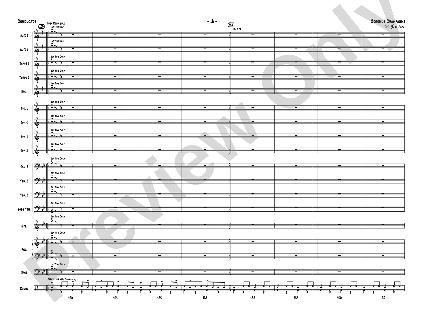 Coconut Champagne: Jazz Ensemble Conductor Score & Parts