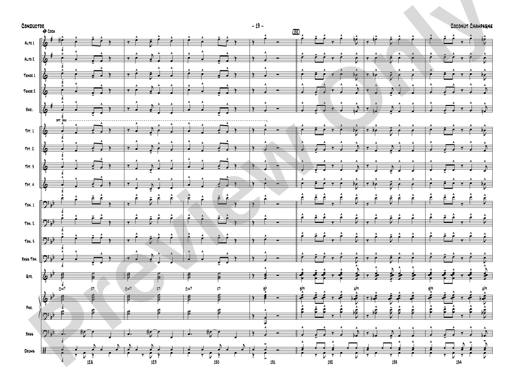 Coconut Champagne: Jazz Ensemble Conductor Score & Parts