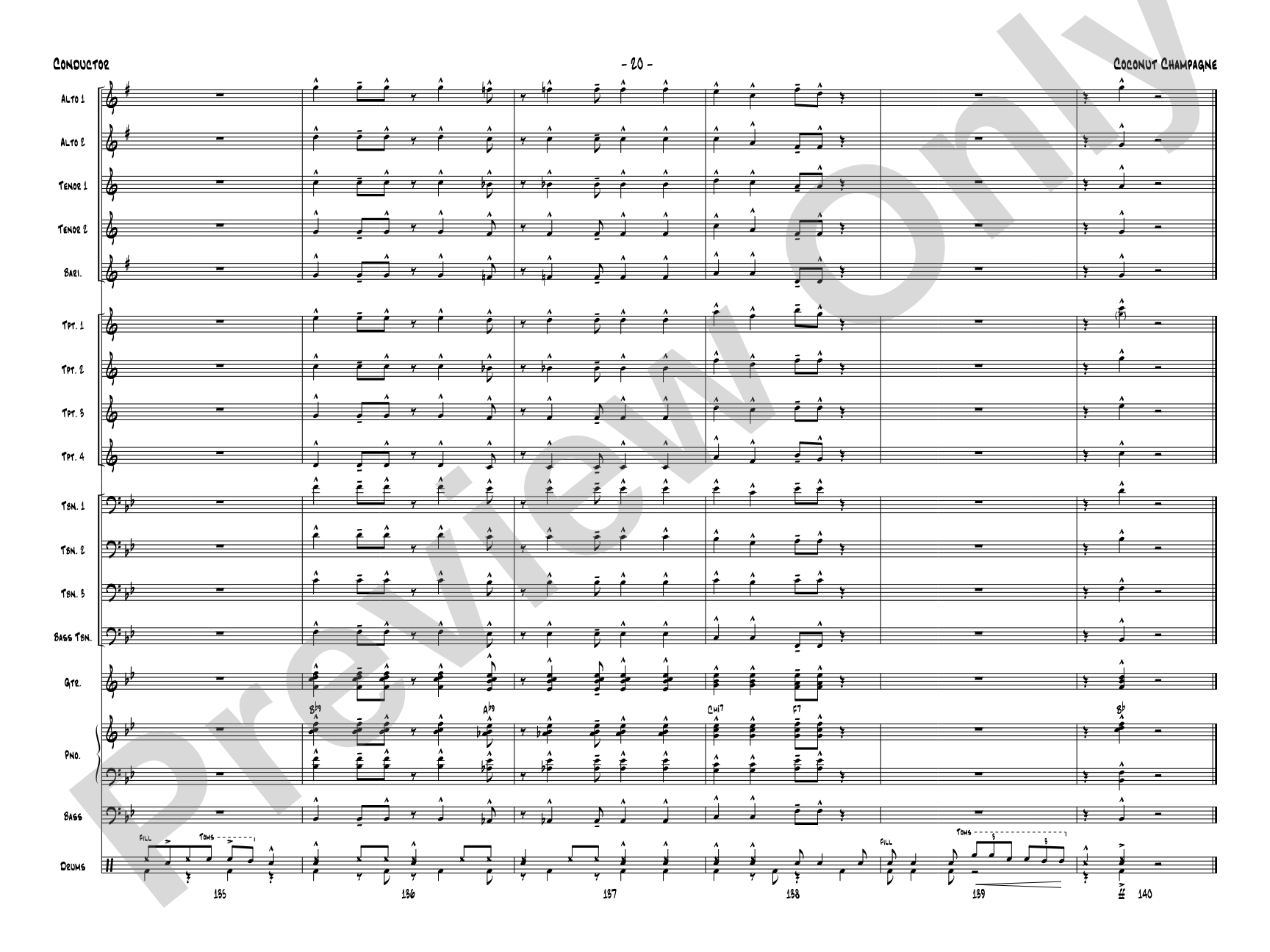 Coconut Champagne: Jazz Ensemble Conductor Score & Parts