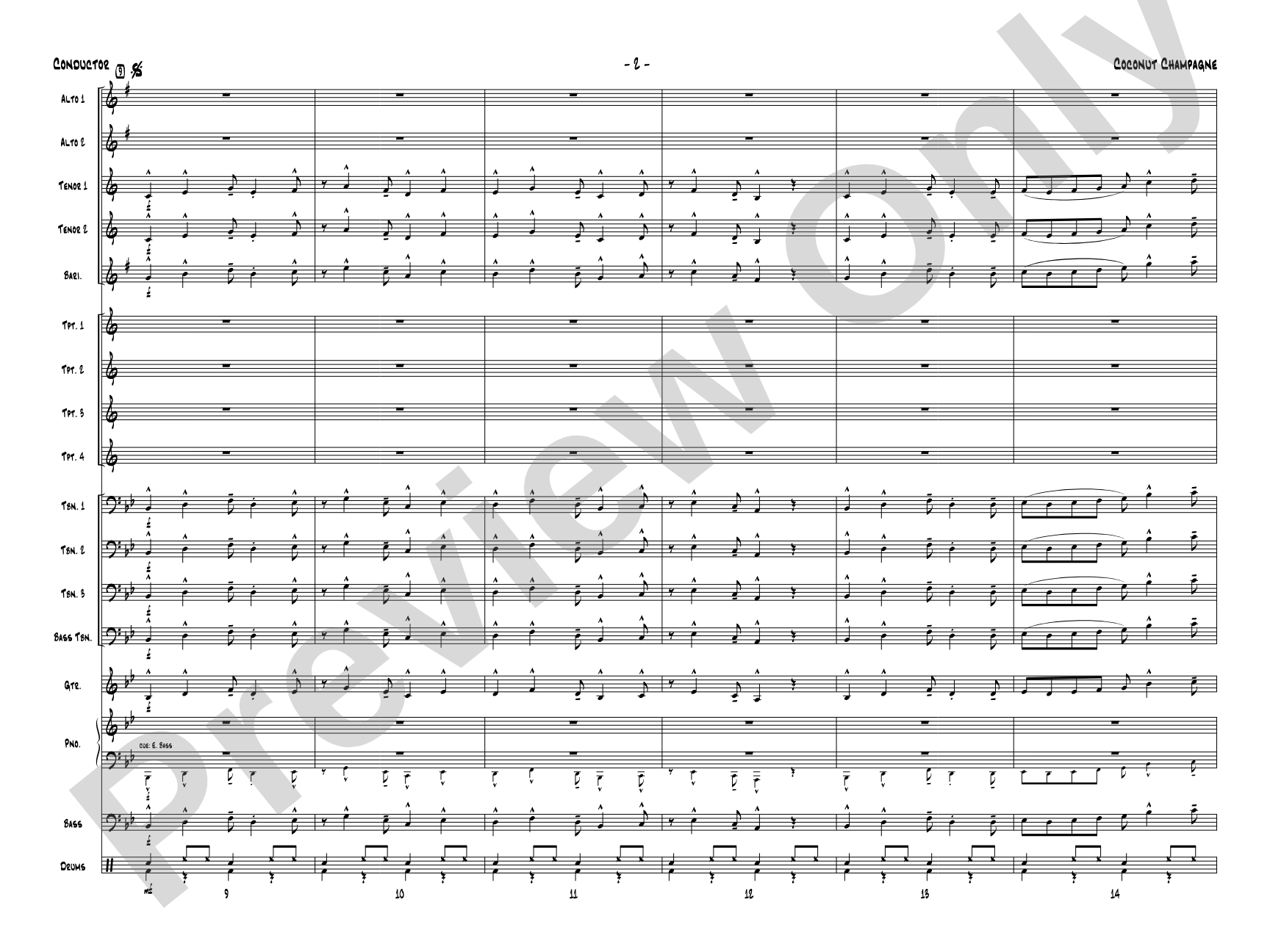 Coconut Champagne: Jazz Ensemble Conductor Score & Parts