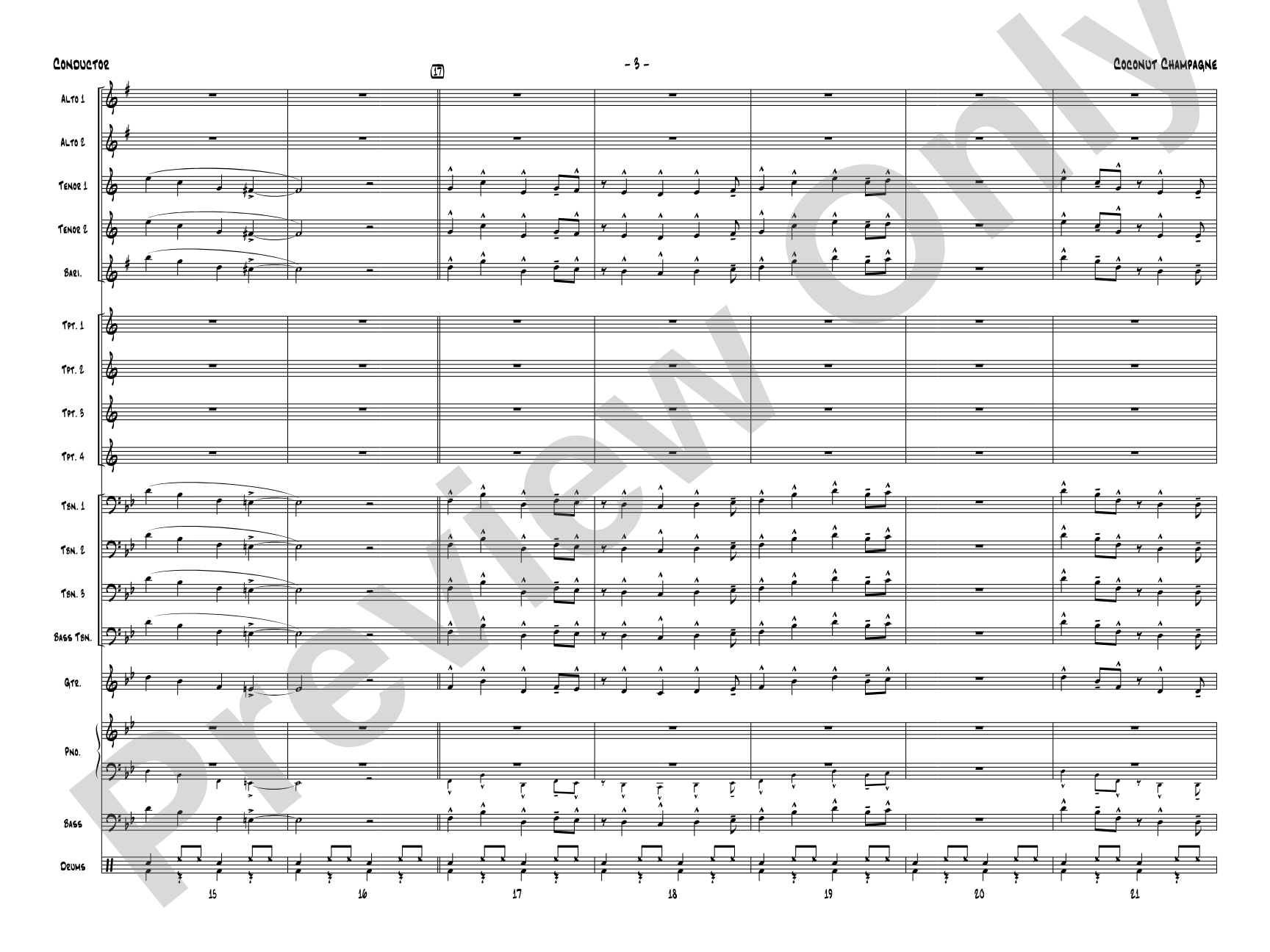 Coconut Champagne: Jazz Ensemble Conductor Score & Parts