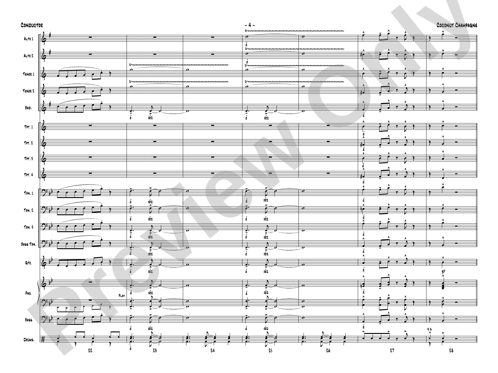 Coconut Champagne: Jazz Ensemble Conductor Score & Parts
