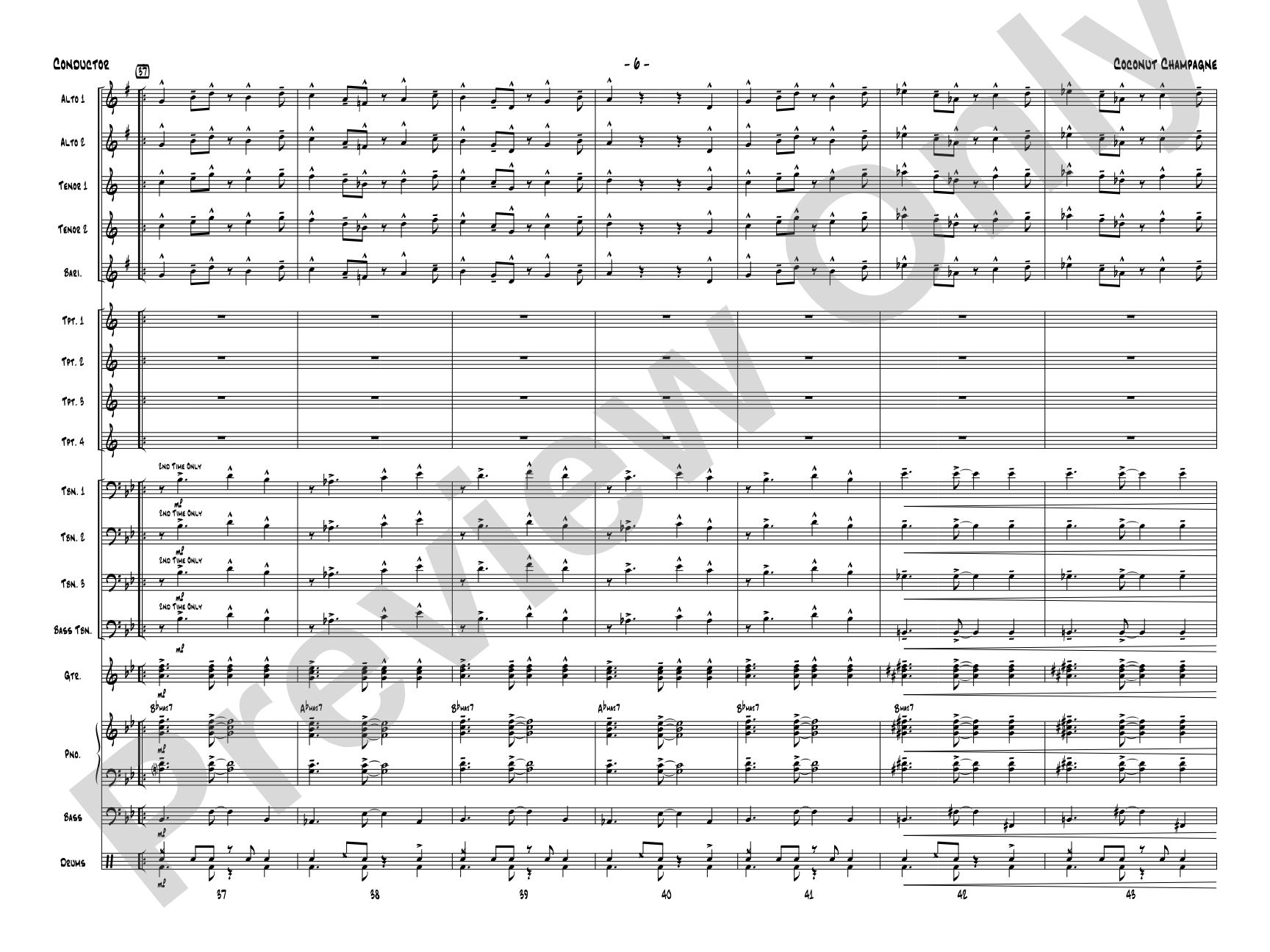 Coconut Champagne: Jazz Ensemble Conductor Score & Parts