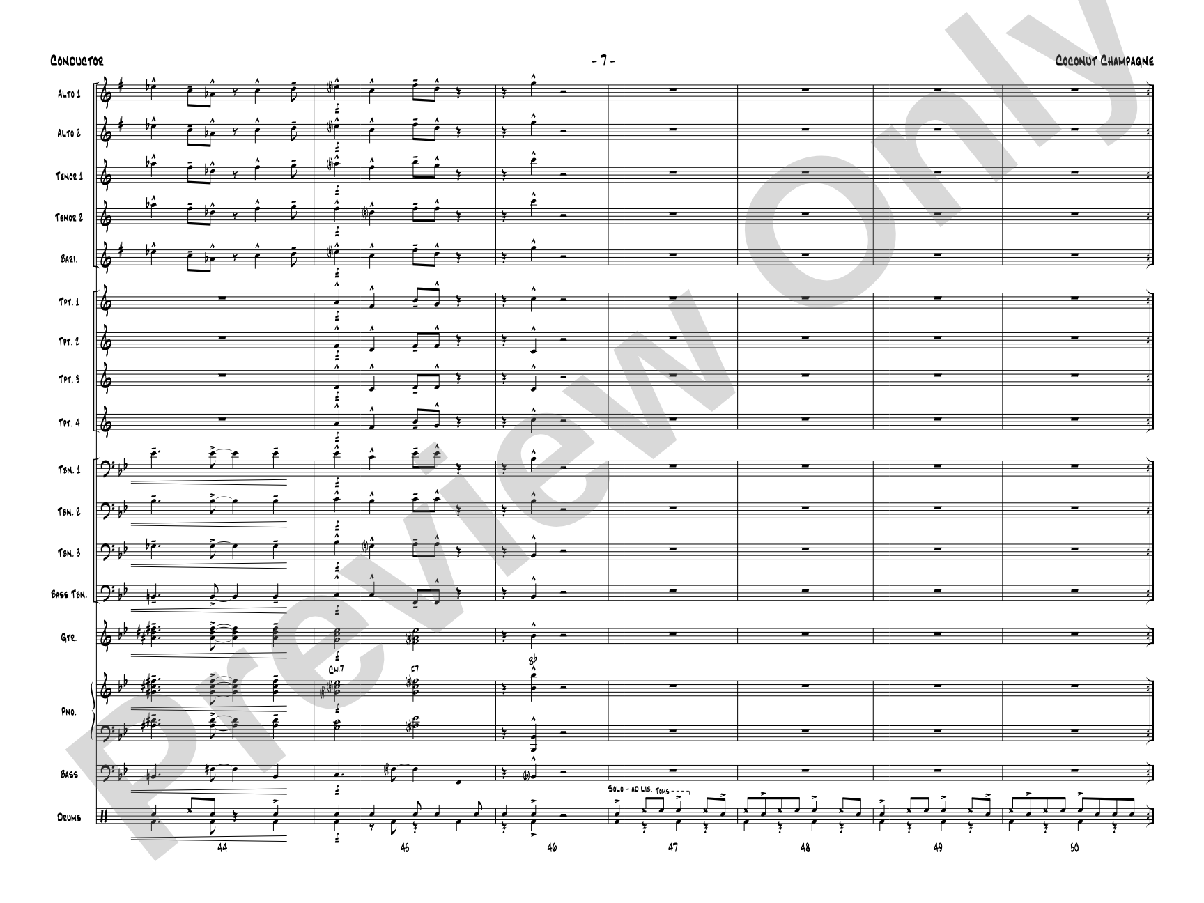 Coconut Champagne: Jazz Ensemble Conductor Score & Parts