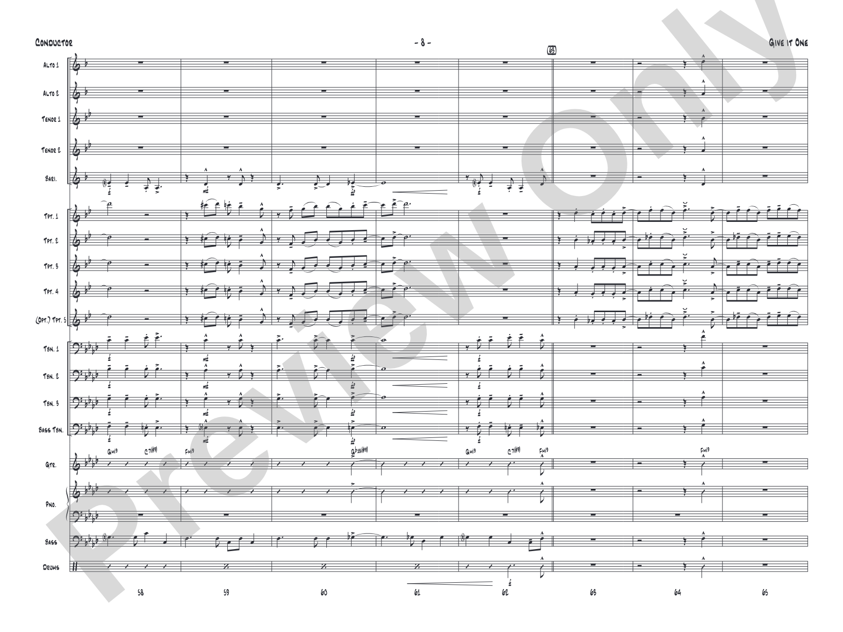 Give It One: Jazz Ensemble Conductor Score & Parts