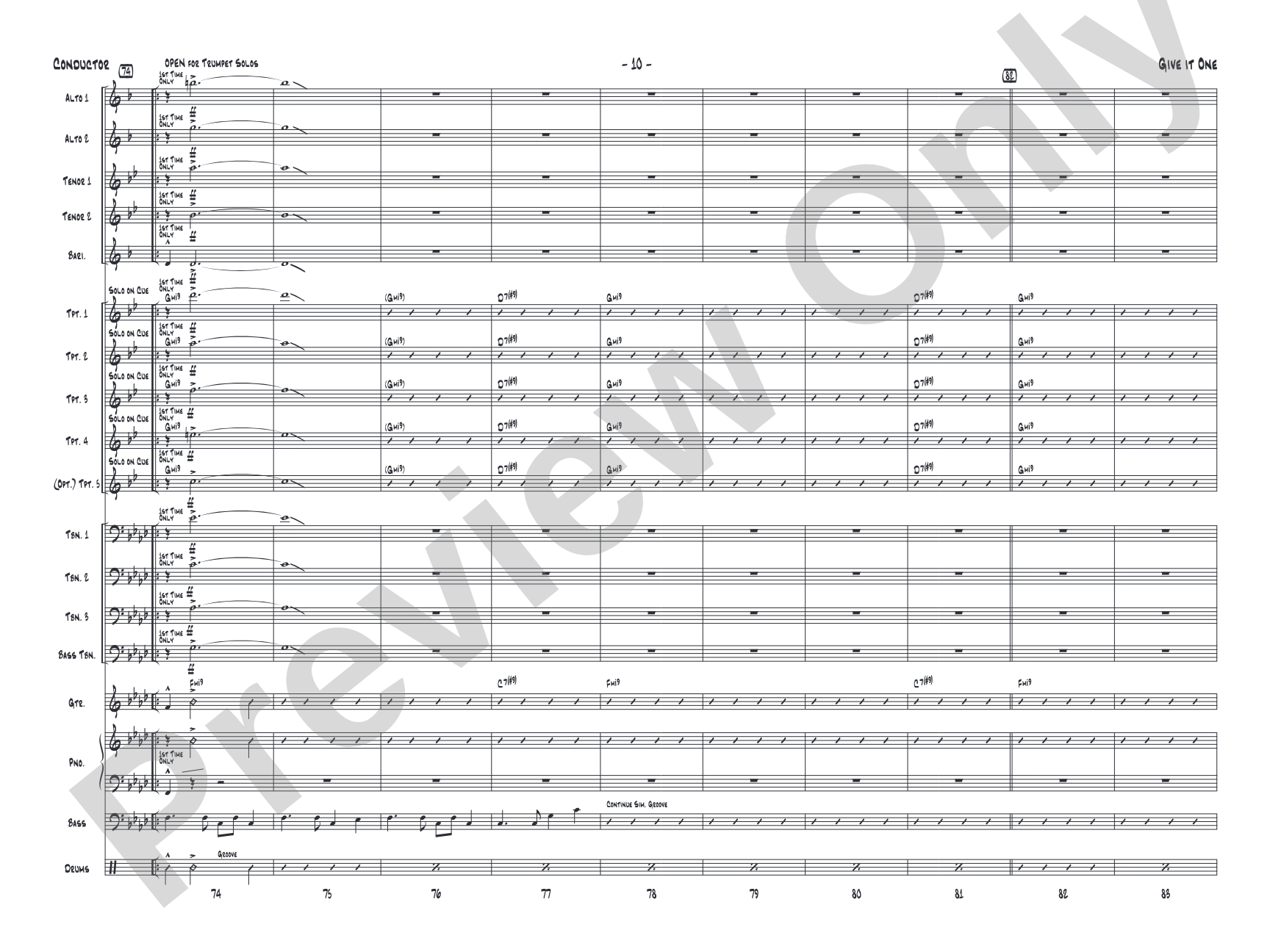Give It One: Jazz Ensemble Conductor Score & Parts