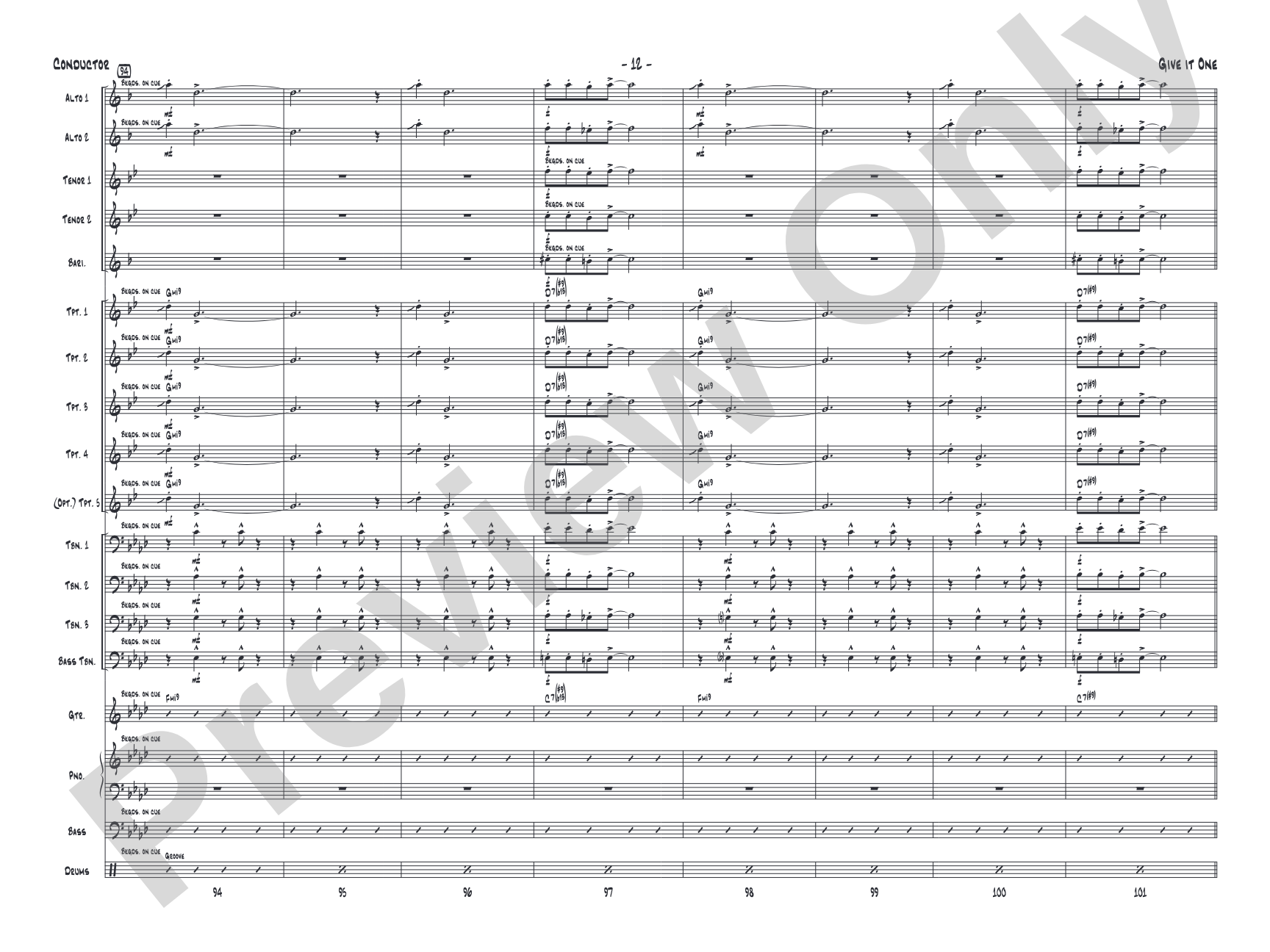 Give It One: Jazz Ensemble Conductor Score & Parts