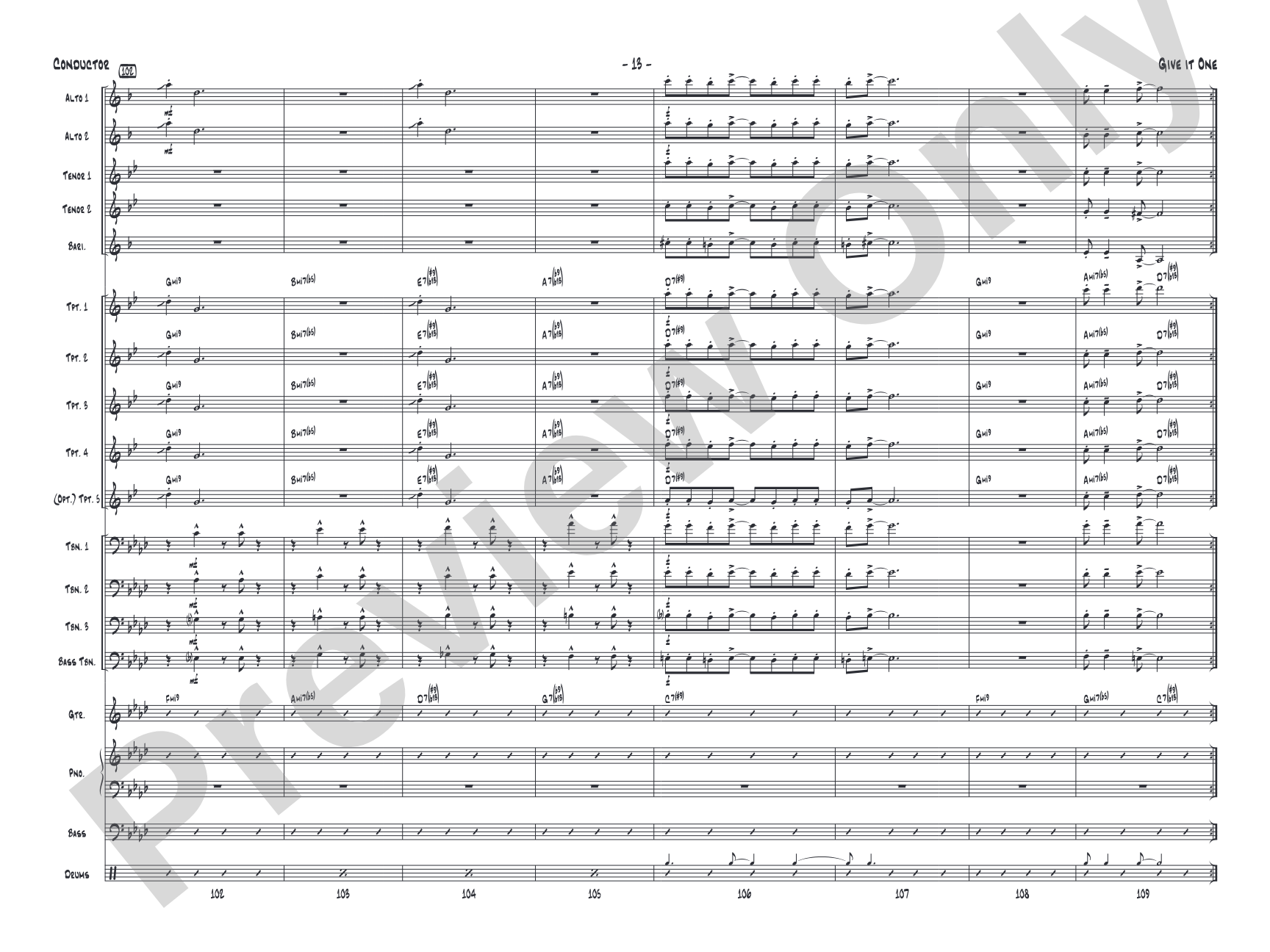 Give It One: Jazz Ensemble Conductor Score & Parts