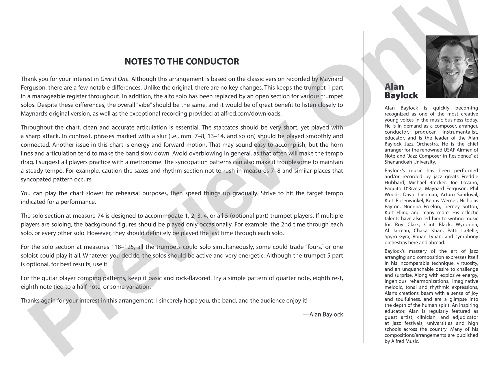 Give It One: Jazz Ensemble Conductor Score & Parts